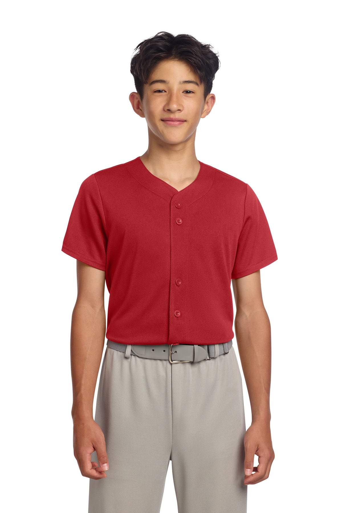 Custom Embroidery or DTF Print - Sport-Tek ®  Youth PosiCharge ®  Tough Mesh Full-Button Jersey YST220