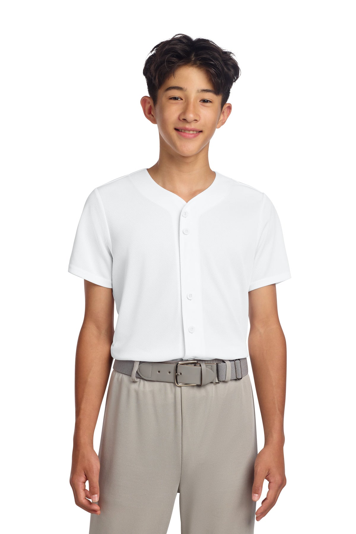 Custom Embroidery or DTF Print - Sport-Tek ®  Youth PosiCharge ®  Tough Mesh Full-Button Jersey YST220