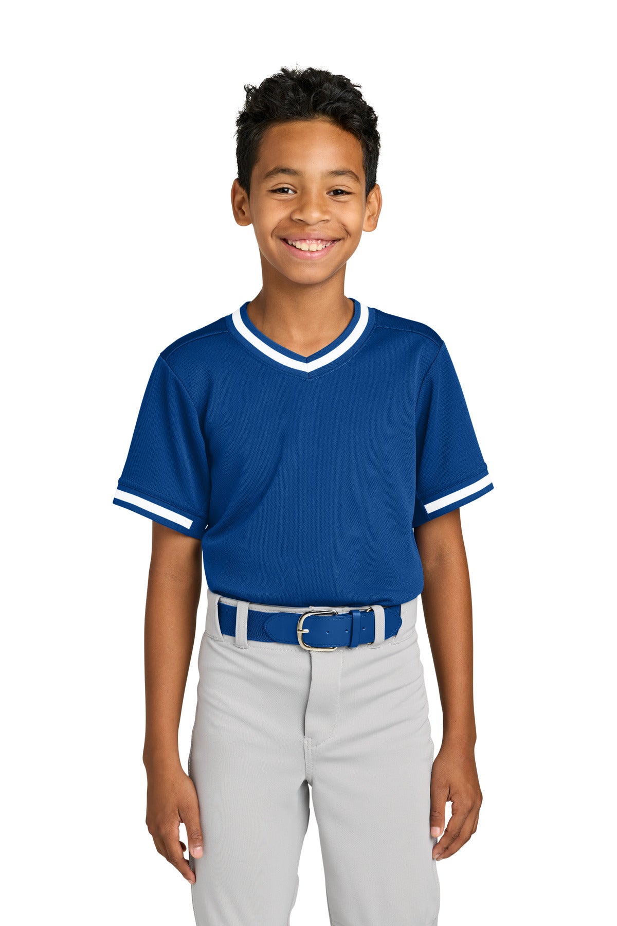 Custom Embroidery or DTF Print - Sport-Tek ®  Youth Tough Mesh V-Neck Baseball Jersey YST221