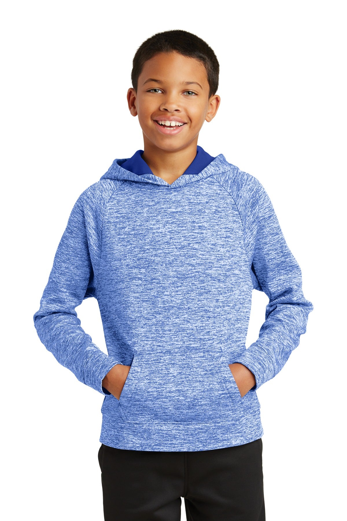 Custom Embroidered or DTF Print on Sport-Tek ®  Youth PosiCharge ®  Electric Heather Fleece Hooded Pullover. YST225