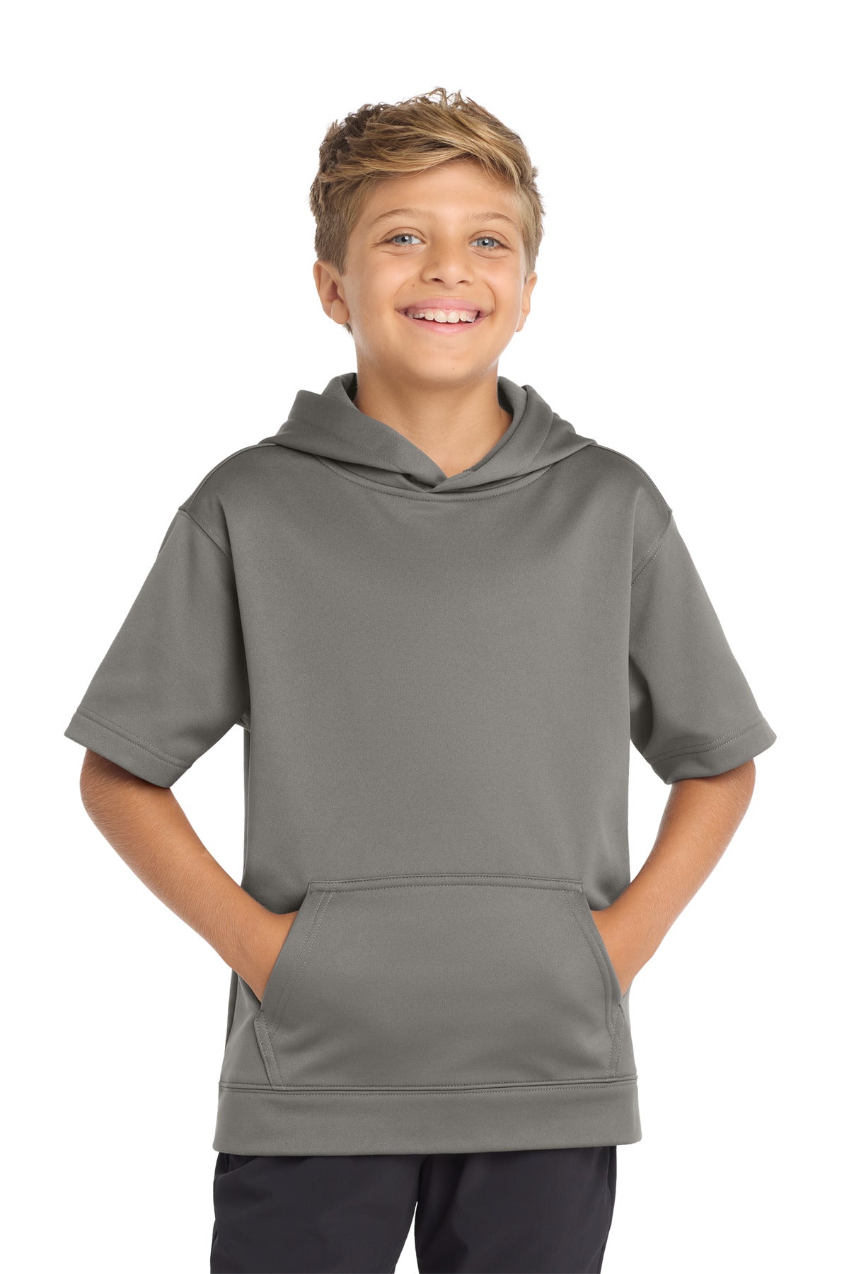 Custom Embroidery or DTF Print - Sport-Tek  ®  Youth Sport-Wick  ®  Fleece Short Sleeve Hooded Pullover. YST251