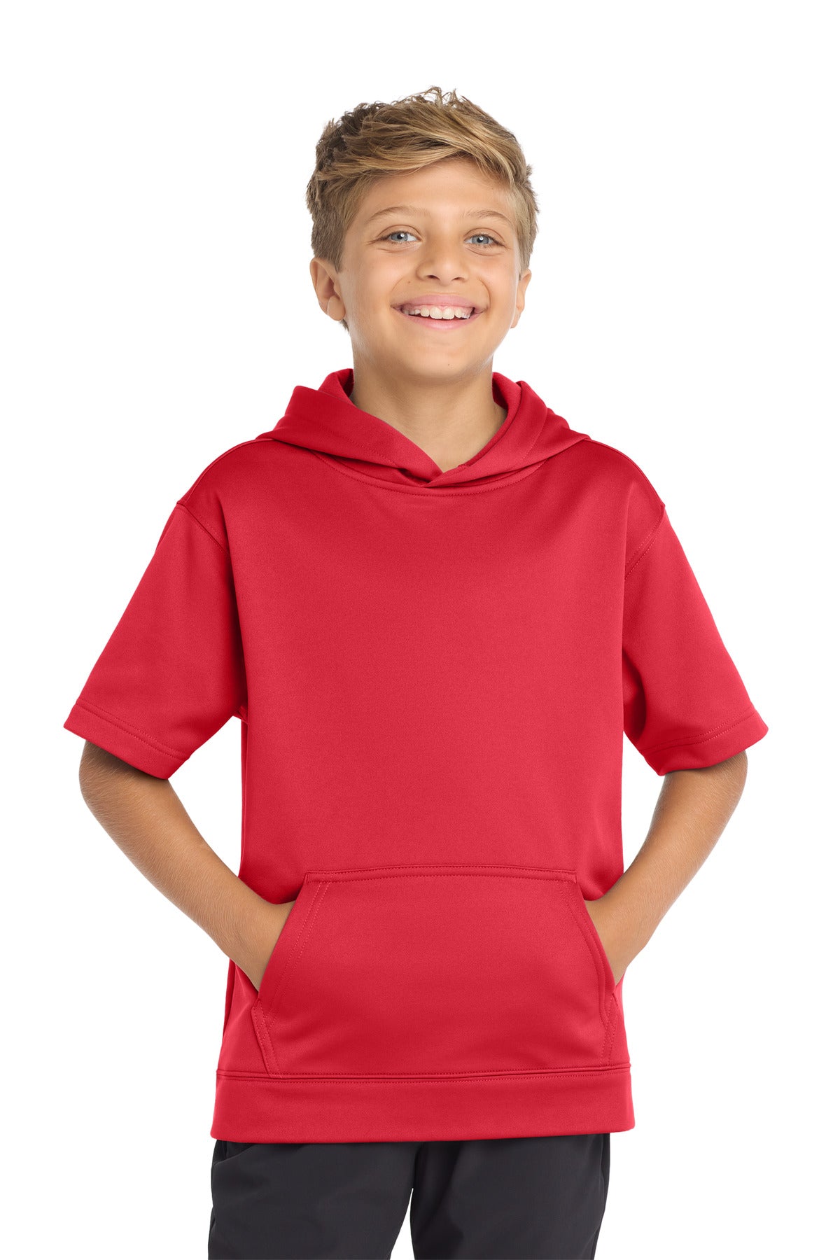 Custom Embroidery or DTF Print - Sport-Tek  ®  Youth Sport-Wick  ®  Fleece Short Sleeve Hooded Pullover. YST251