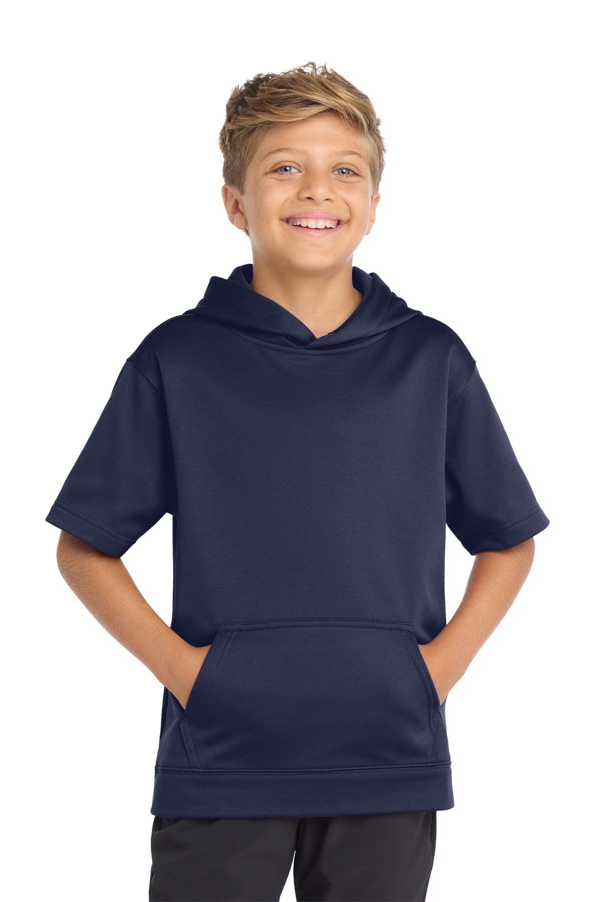 Custom Embroidery or DTF Print - Sport-Tek  ®  Youth Sport-Wick  ®  Fleece Short Sleeve Hooded Pullover. YST251