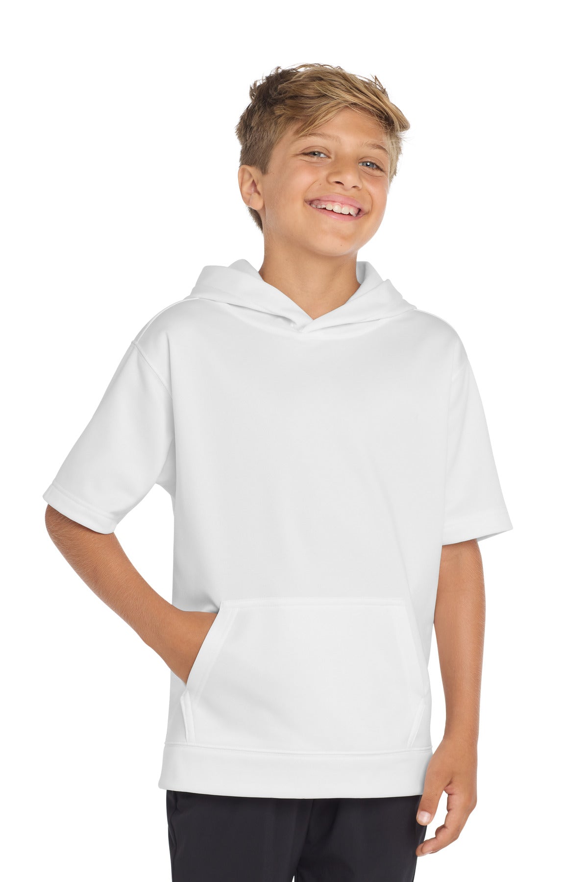Custom Embroidery or DTF Print - Sport-Tek  ®  Youth Sport-Wick  ®  Fleece Short Sleeve Hooded Pullover. YST251