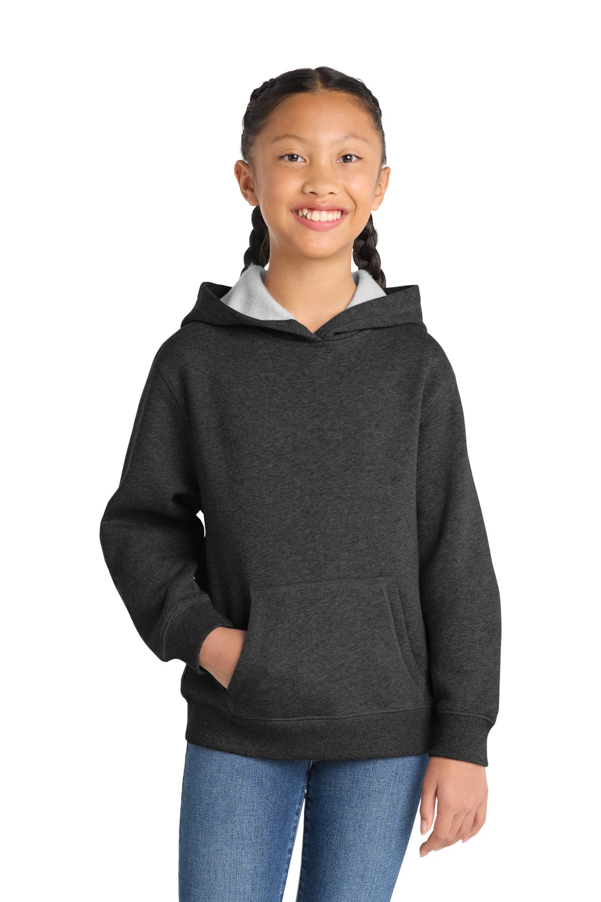 Custom Embroidery or DTF Print - Sport-Tek ®  Youth Pullover Hooded Sweatshirt. YST254