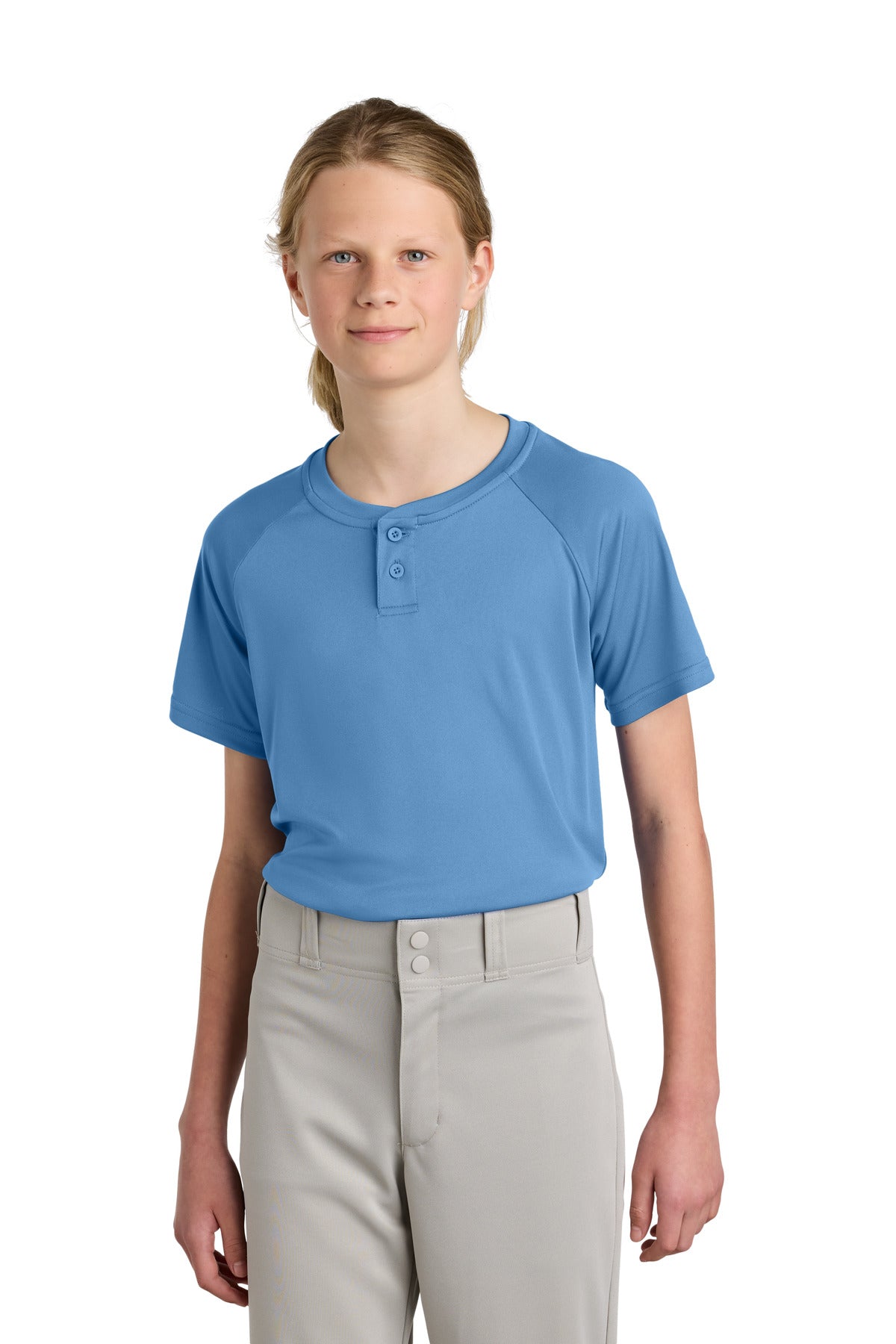 Custom Embroidery or DTF Print - Sport-Tek ®  Youth PosiCharge ®  Competitor ™  2-Button Henley YST359