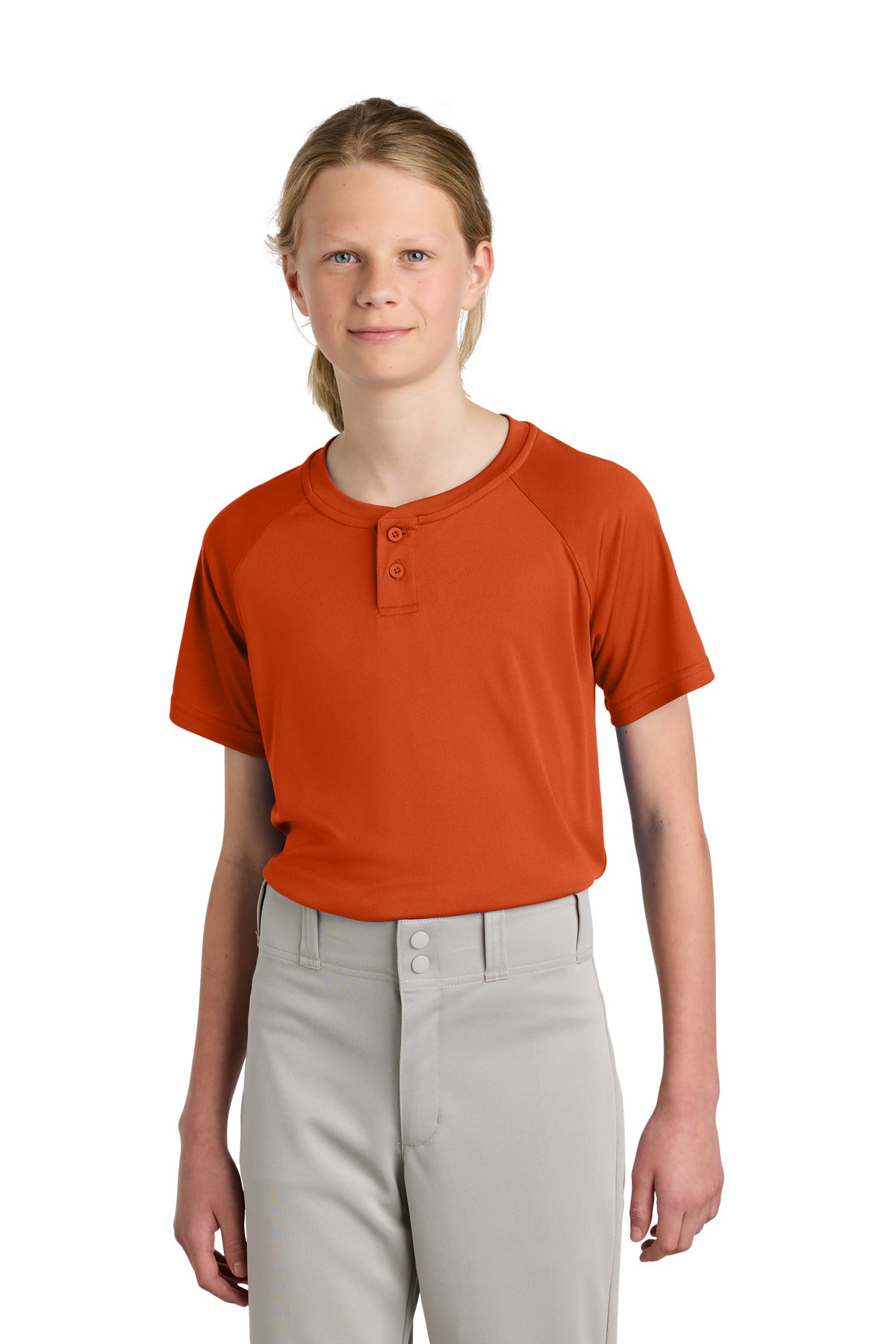 Custom Embroidery or DTF Print - Sport-Tek ®  Youth PosiCharge ®  Competitor ™  2-Button Henley YST359