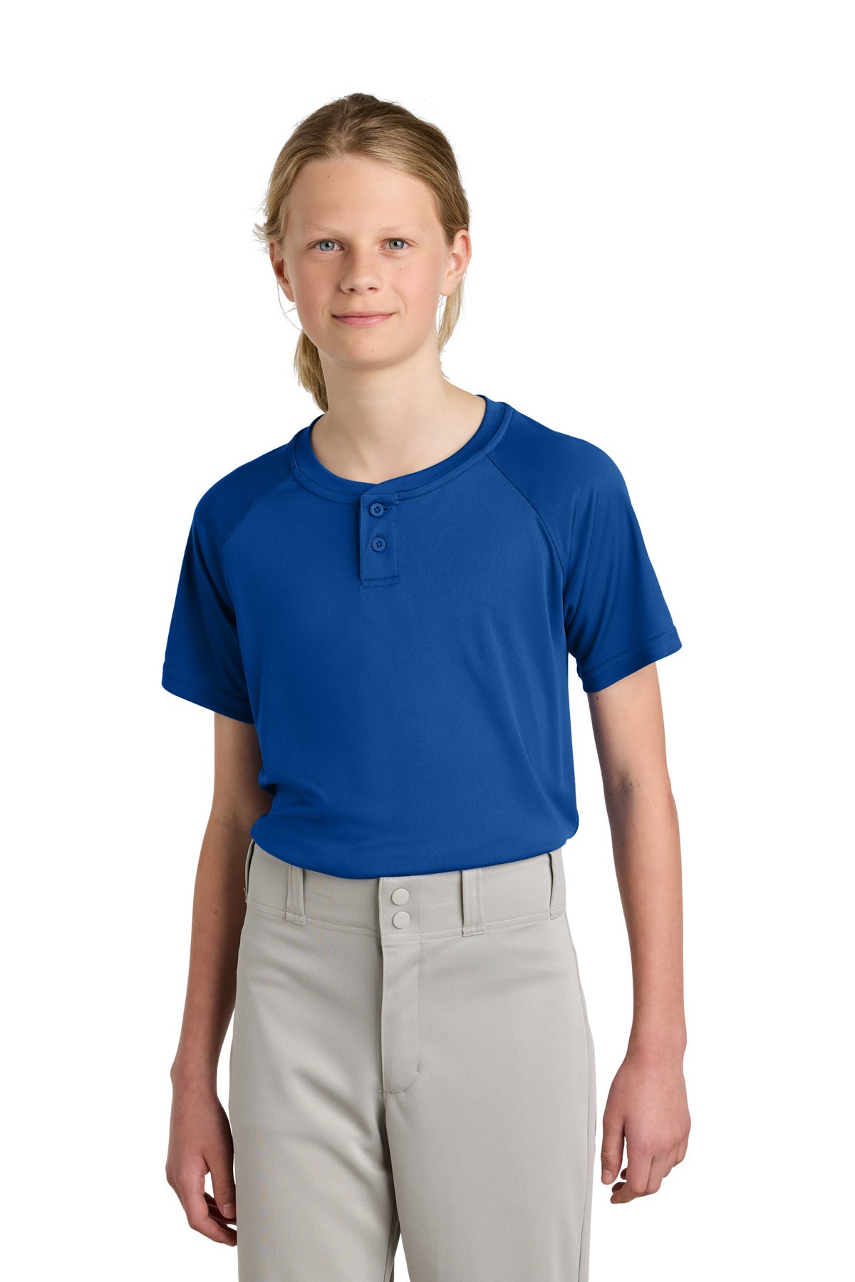 Custom Embroidery or DTF Print - Sport-Tek ®  Youth PosiCharge ®  Competitor ™  2-Button Henley YST359