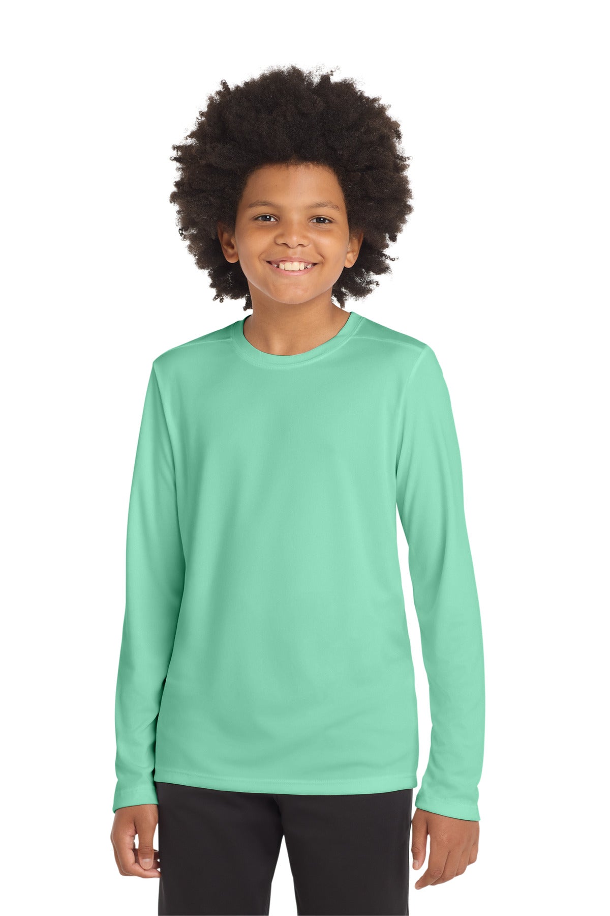 Custom Embroidery or DTF Print - Sport-Tek  ®  Youth Posi-UV ®  Pro Long Sleeve Tee. YST420LS