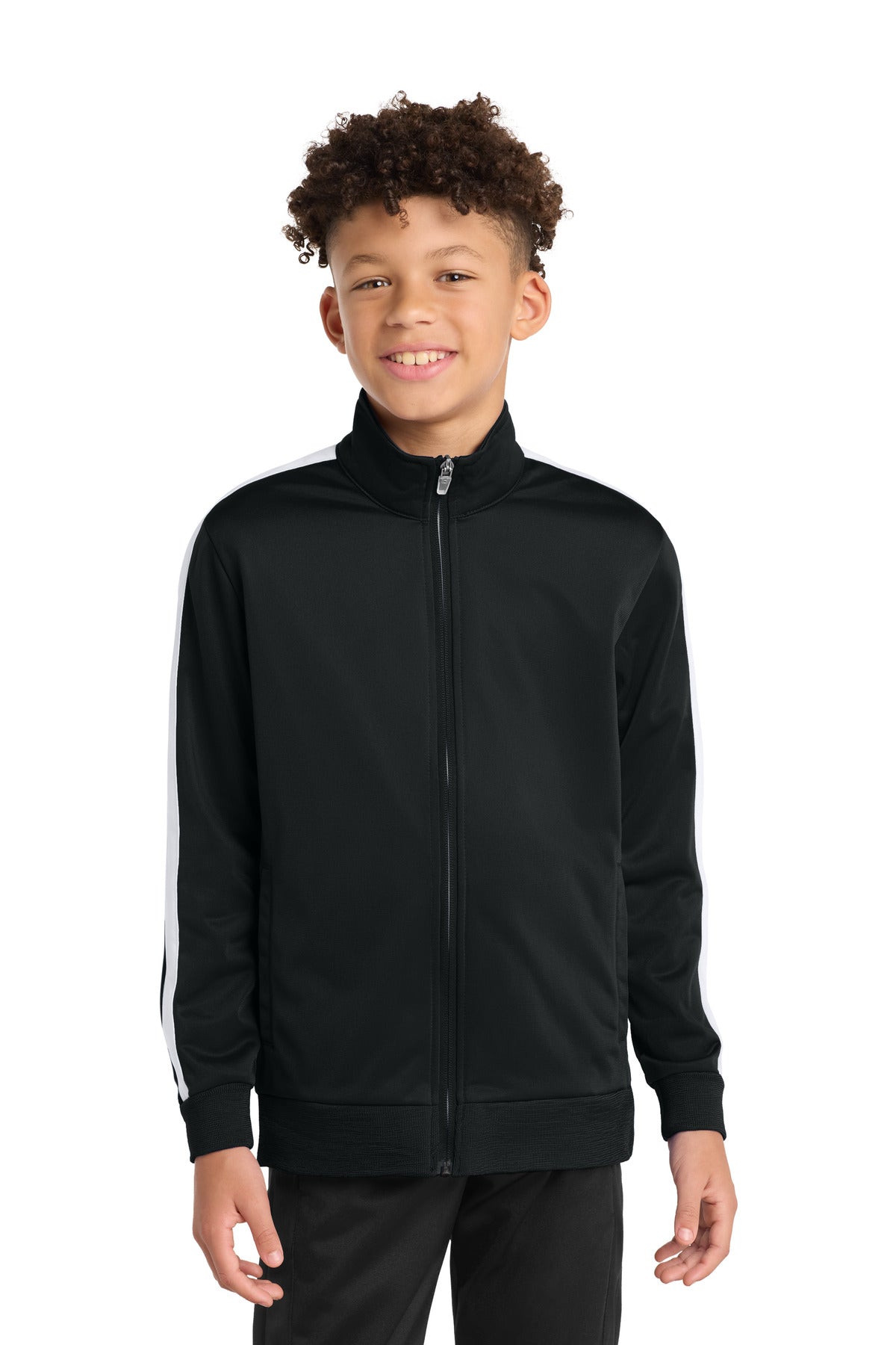 Custom Embroidery or DTF Print - Sport-Tek  ®  Youth Tricot Sleeve Stripe Track Jacket. YST94