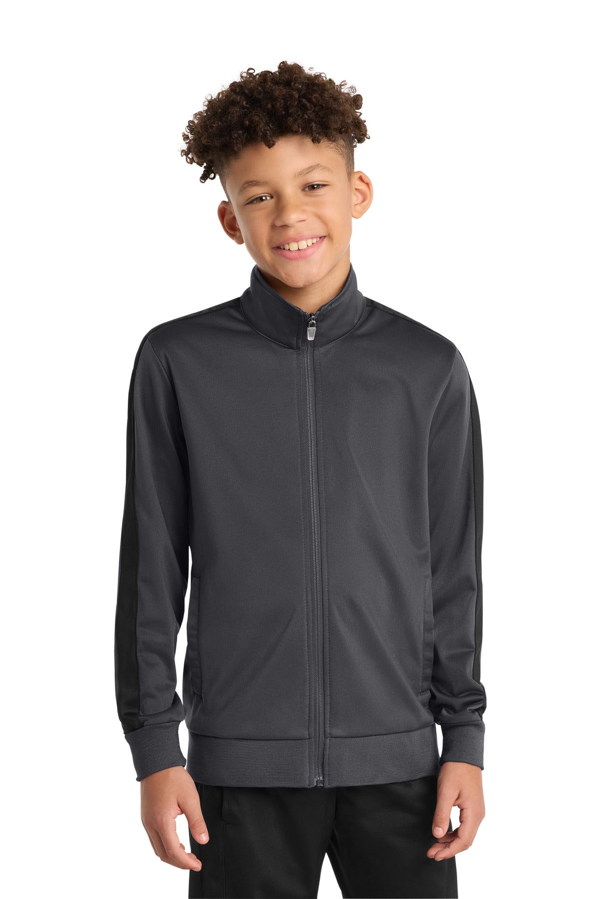 Custom Embroidery or DTF Print - Sport-Tek  ®  Youth Tricot Sleeve Stripe Track Jacket. YST94