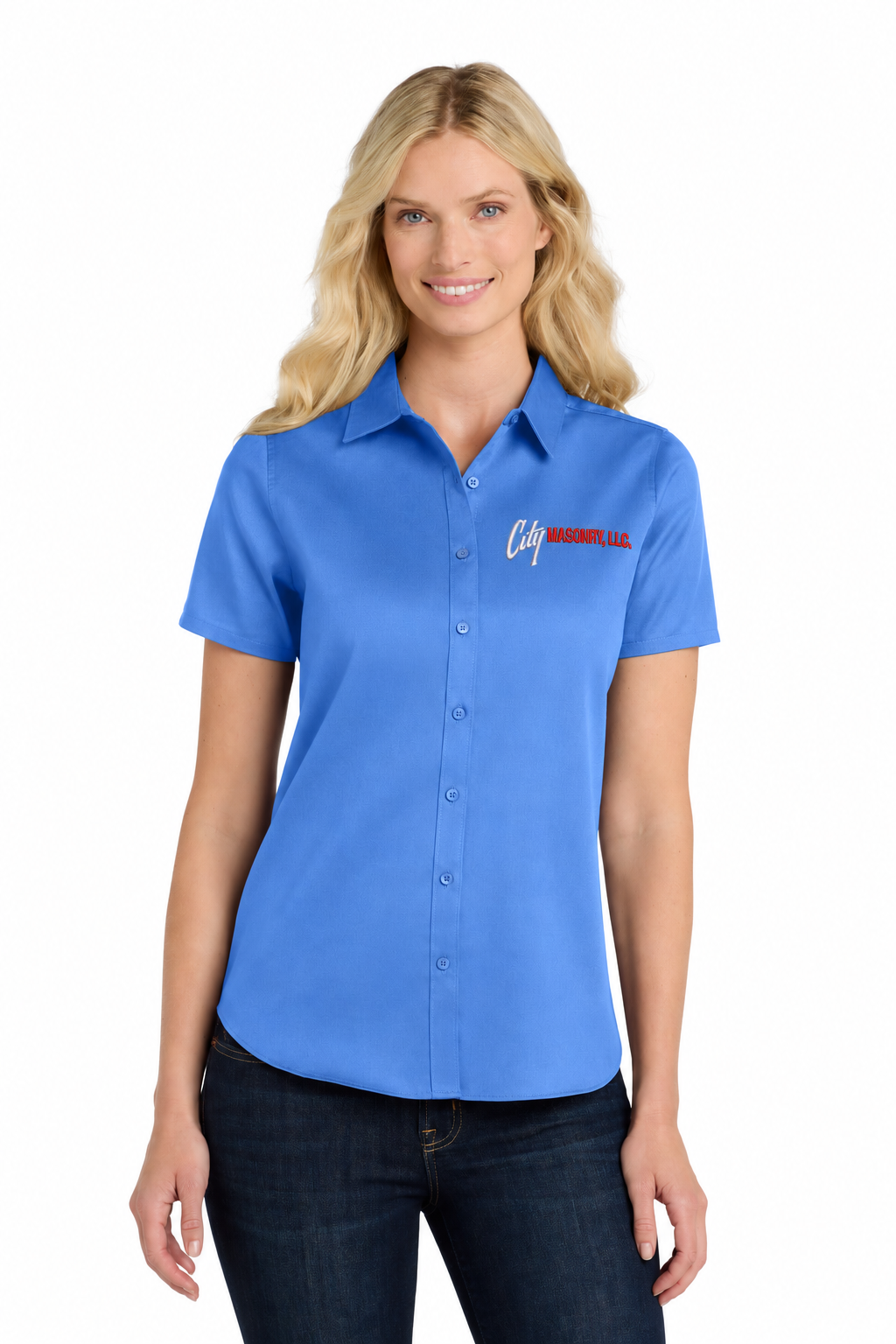 City Masonry LW809 — Ultramarine Blue embroidered mockup