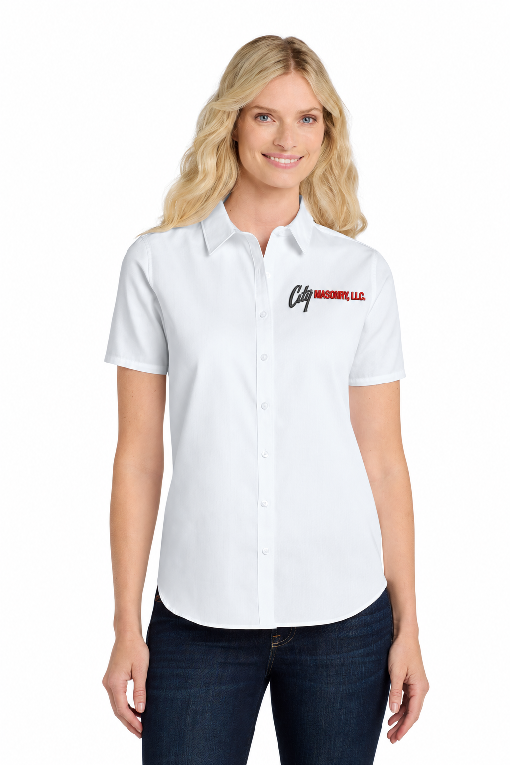 City Masonry LW809 — White embroidered mockup