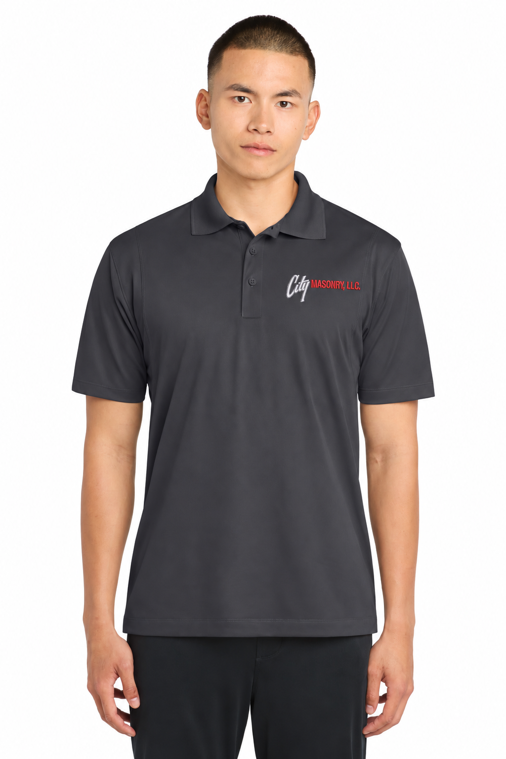 City Masonry ST650 — Iron Grey embroidered mockup
