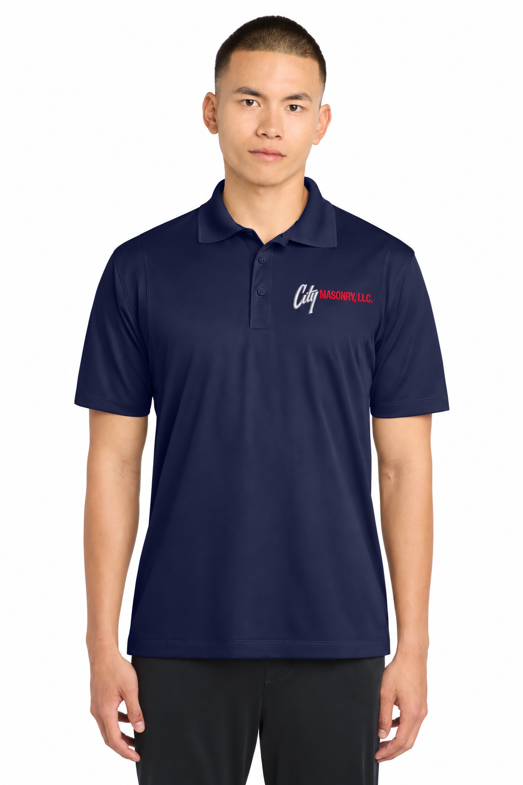 City Masonry ST650 — True Navy embroidered mockup