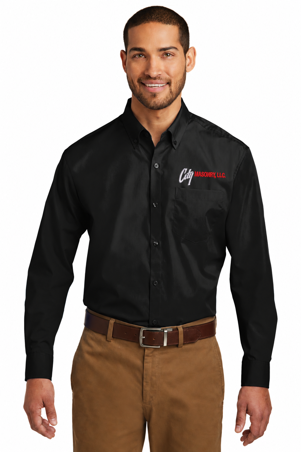 City Masonry W100 — Deep Black embroidered mockup