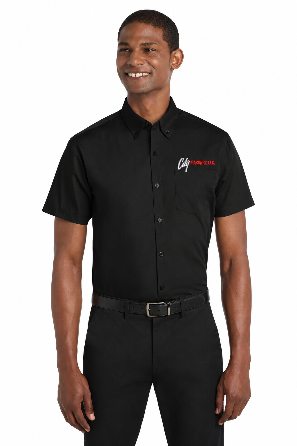 City Masonry W101 — Deep Black embroidered mockup