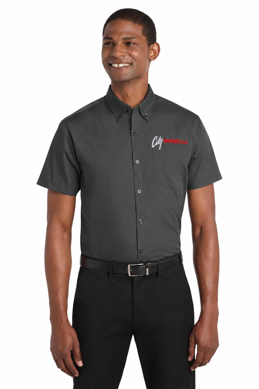 City Masonry W101 — Graphite embroidered mockup