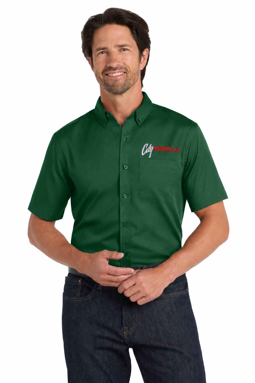 City Masonry W809 — Dark Green embroidered mockup