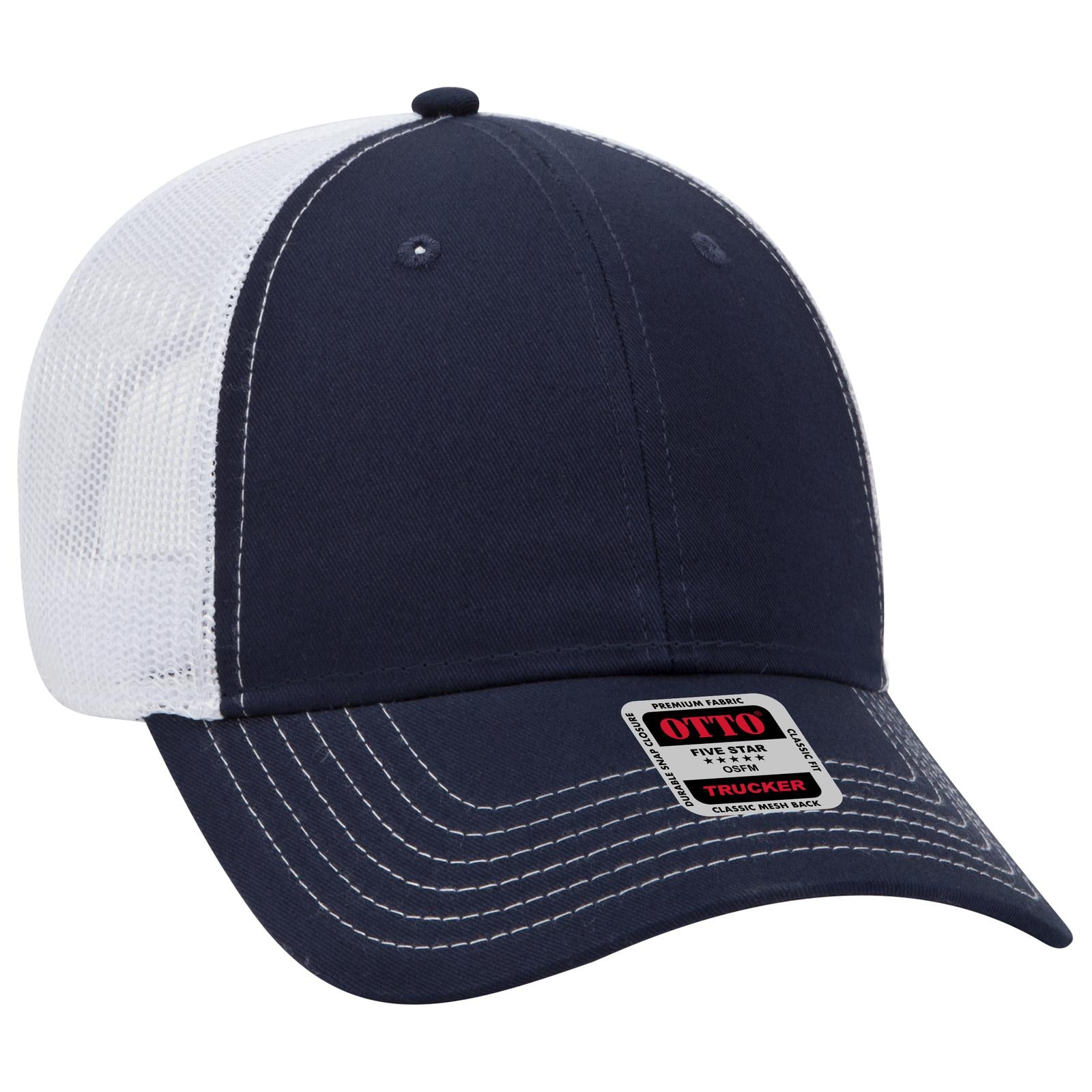 Custom Embroidered - OTTO CAP 6 Panel Low Profile Mesh Back Trucker Hat