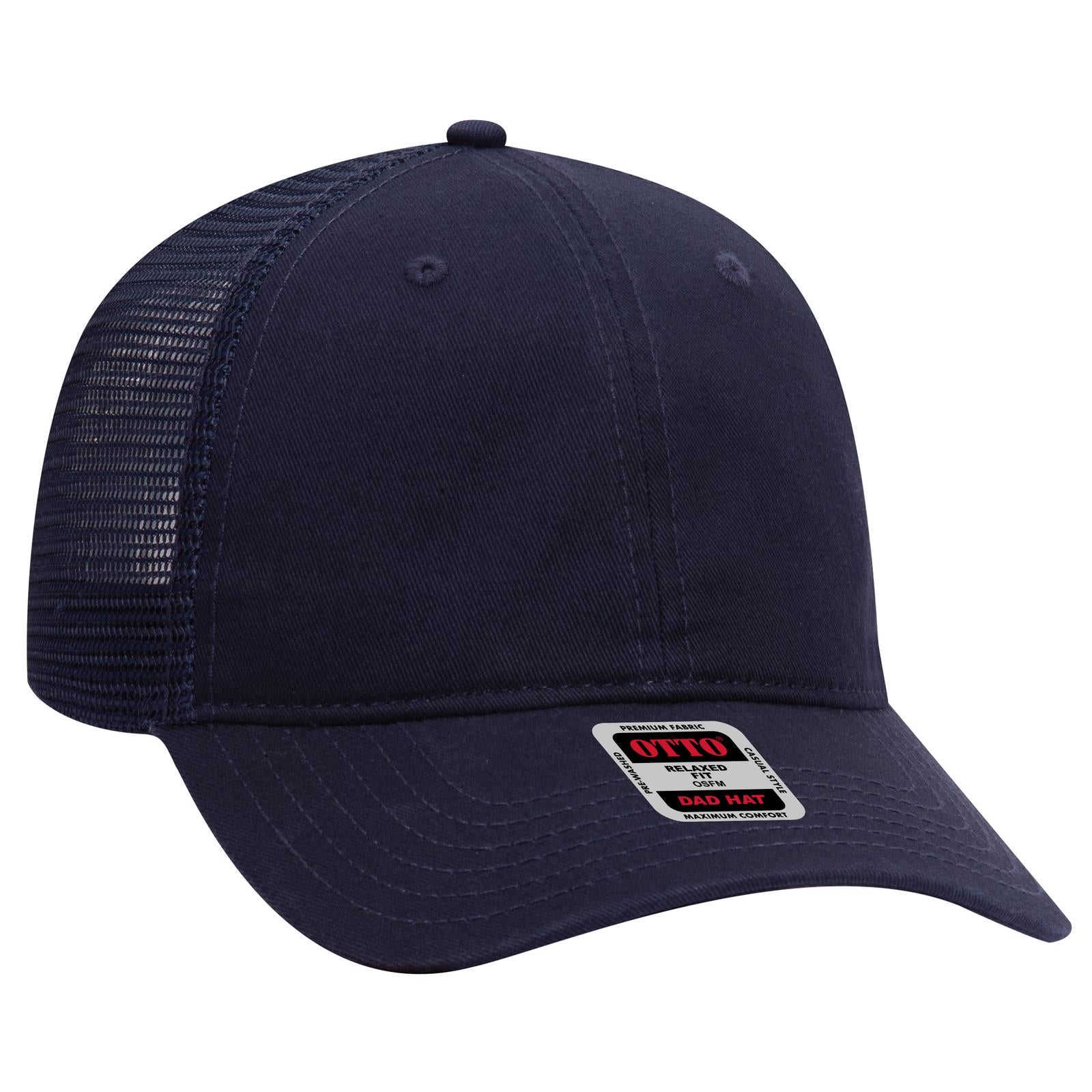 Custom Embroidered or DTF Printed - OTTO CAP® 6 Panel Low Profile Mesh Back Trucker Dad Hat