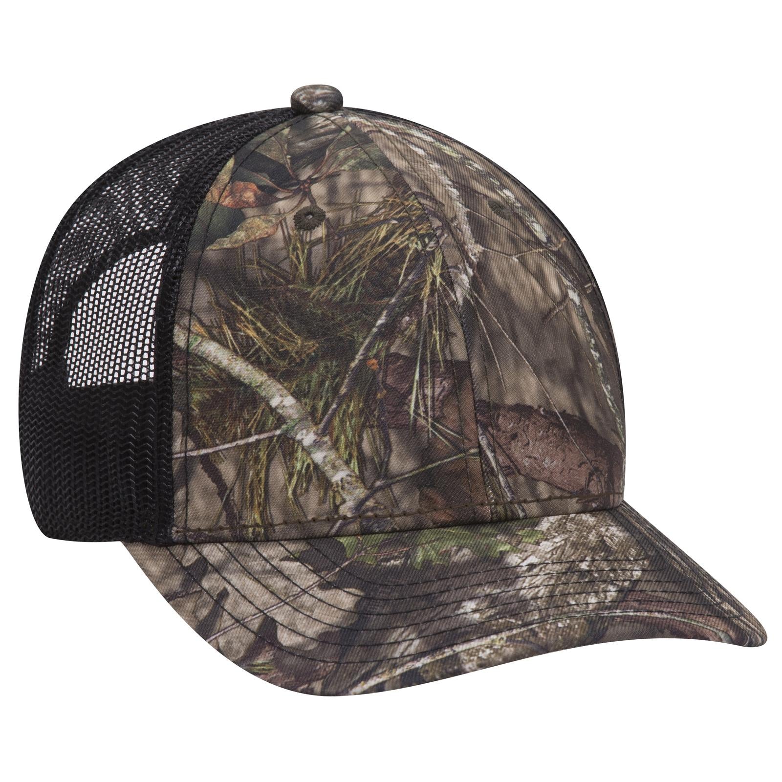 Custom Embroidered or DTF Printed - OTTO CAP® Mossy Oak Camouflage 6 Panel Low Profile Mesh Back Trucker Hat