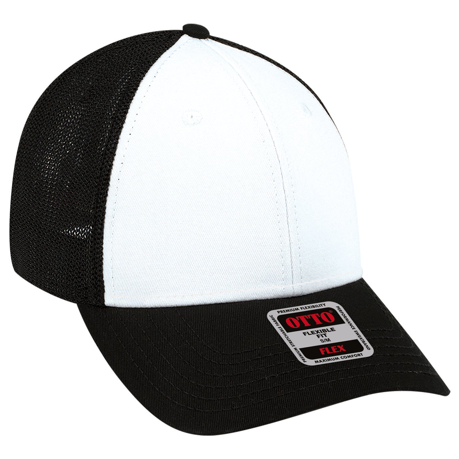 Custom Embroidered or DTF Printed - OTTO CAP® OTTO FLEX® Fitted 6 Panel Low Profile Mesh Back Trucker Hat