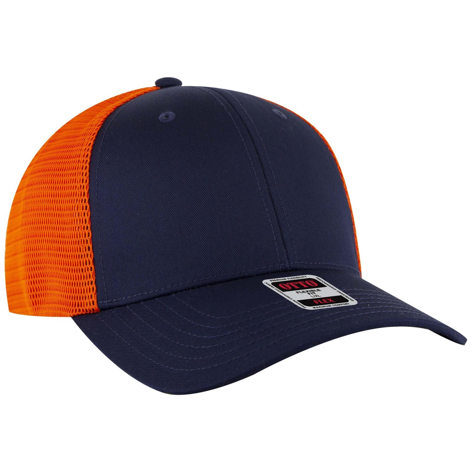 Custom Embroidered or DTF Printed - OTTO CAP® OTTO FLEX® Fitted 6 Panel Low Profile Mesh Back Trucker Hat