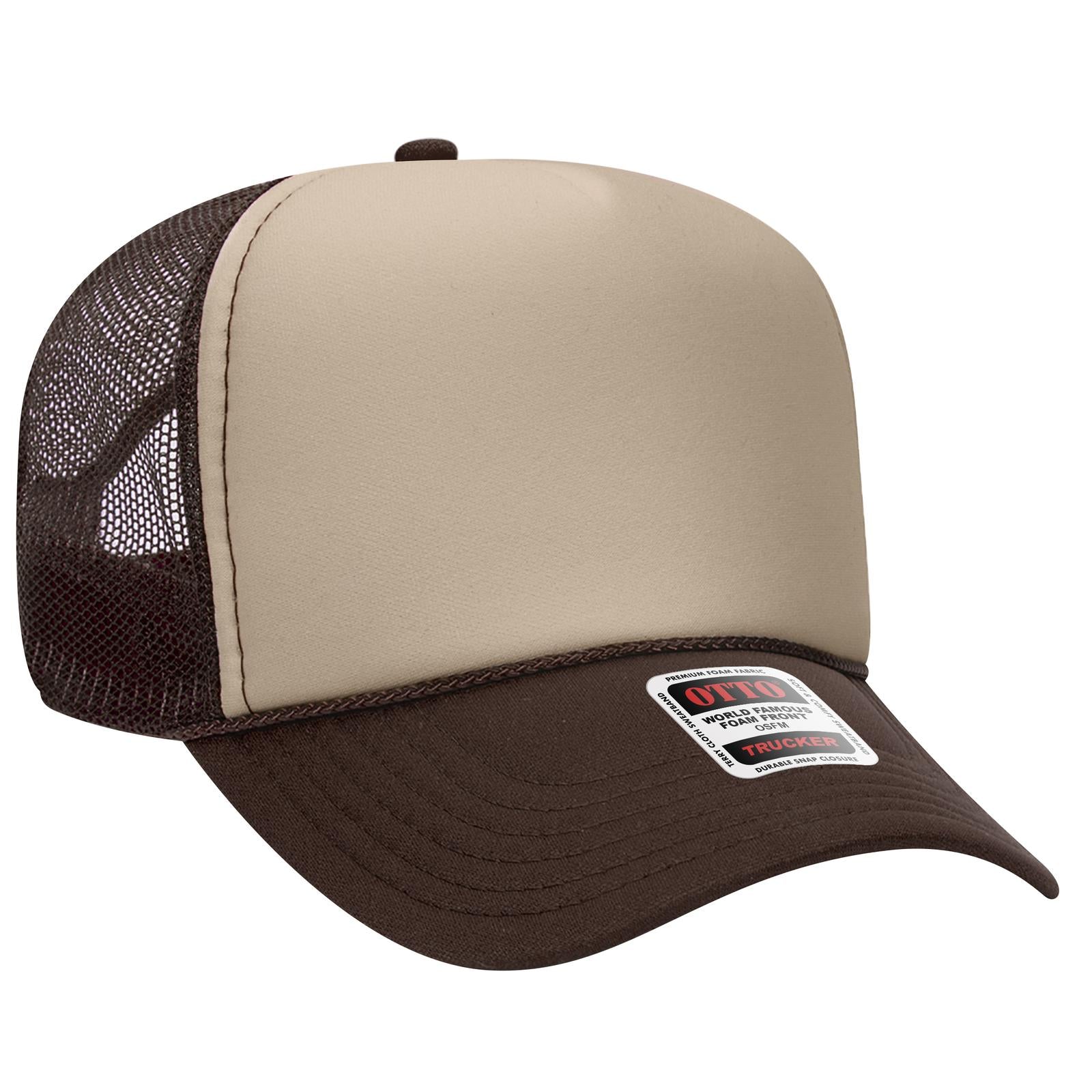 Custom Embroidered - OTTO CAP 5 Panel Mid Profile Mesh Back Trucker Hat