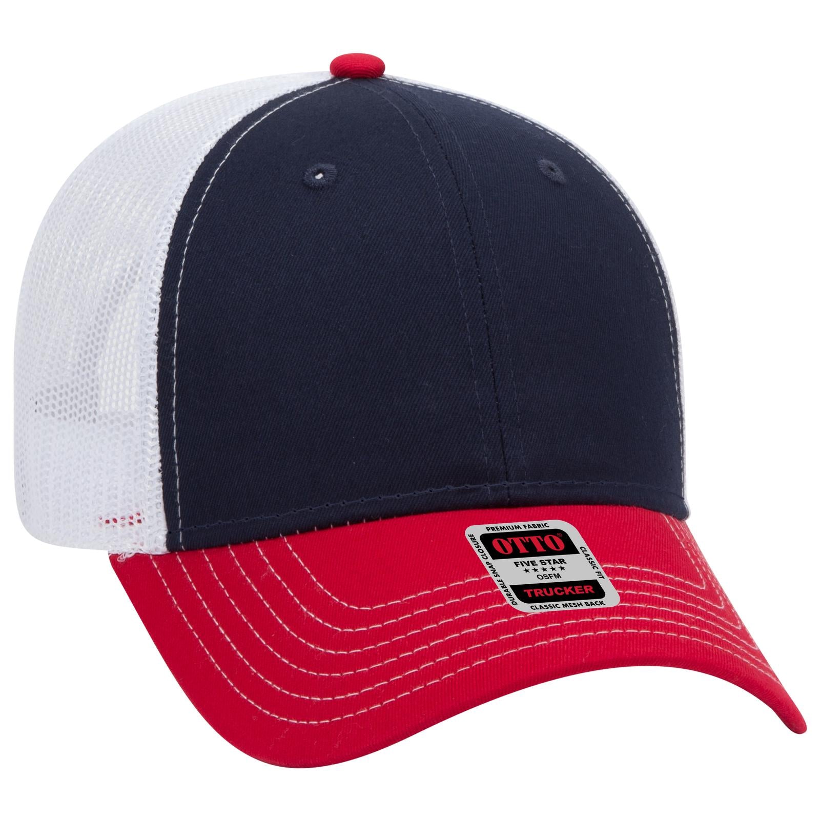 Custom Embroidered - OTTO CAP 6 Panel Low Profile Mesh Back Trucker Hat