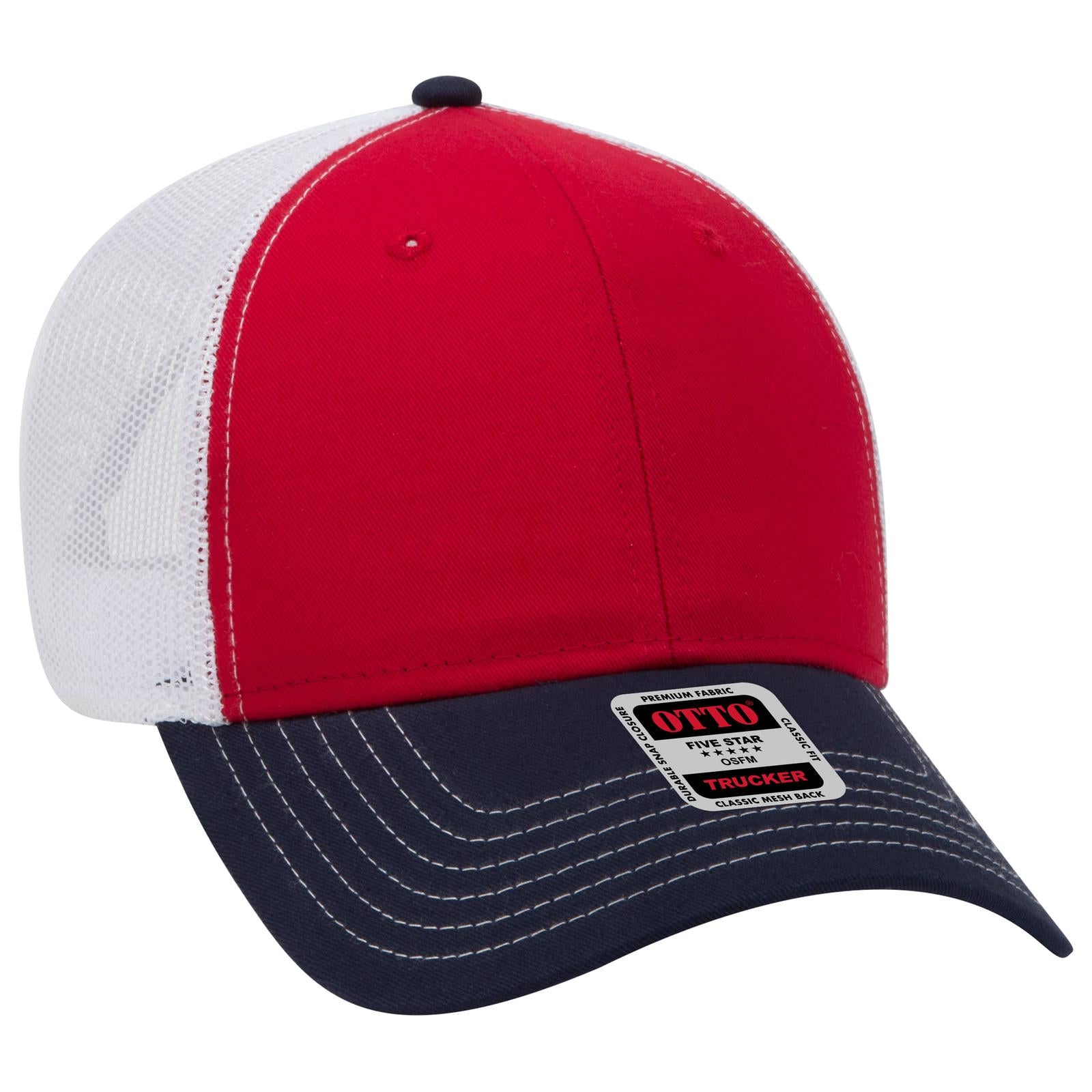 Custom Embroidered - OTTO CAP 6 Panel Low Profile Mesh Back Trucker Hat