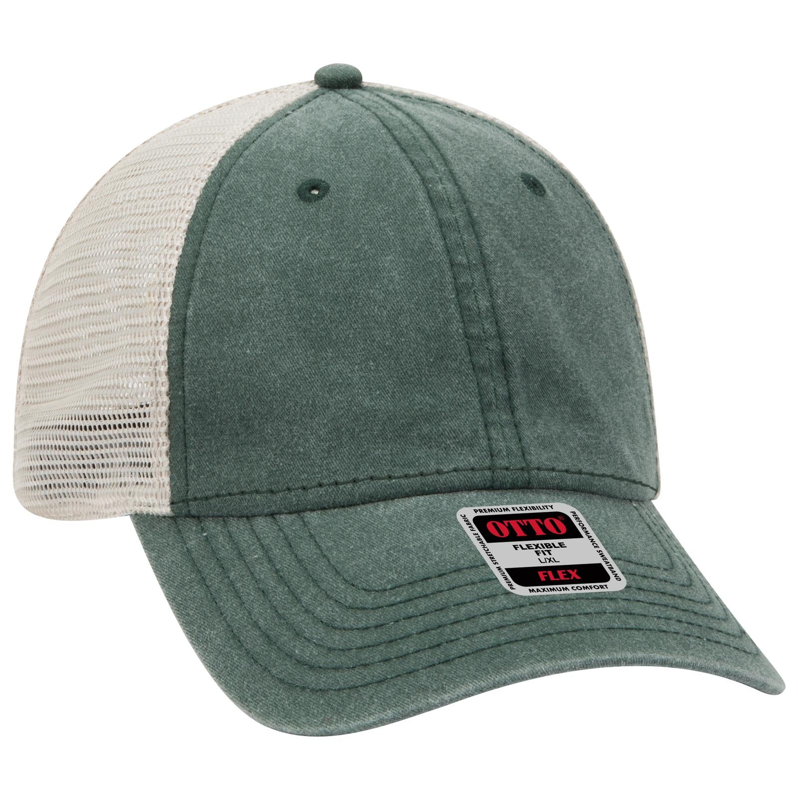 Custom Embroidered or DTF Printed - OTTO CAP® OTTO FLEX® Fitted 6 Panel Low Profile Mesh Back Trucker Hat