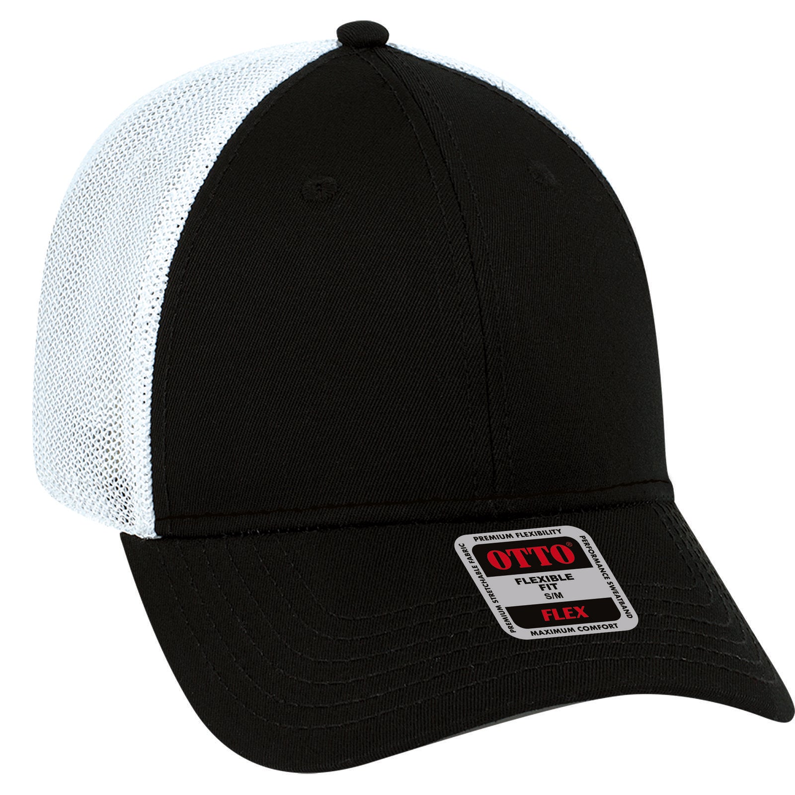 Custom Embroidered or DTF Printed - OTTO CAP® OTTO FLEX® Fitted 6 Panel Low Profile Mesh Back Trucker Hat