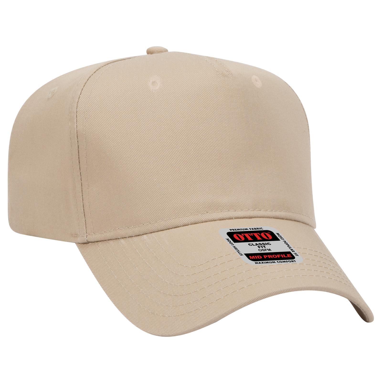 Custom Embroidered - OTTO CAP 5 Panel Mid Profile Baseball Cap