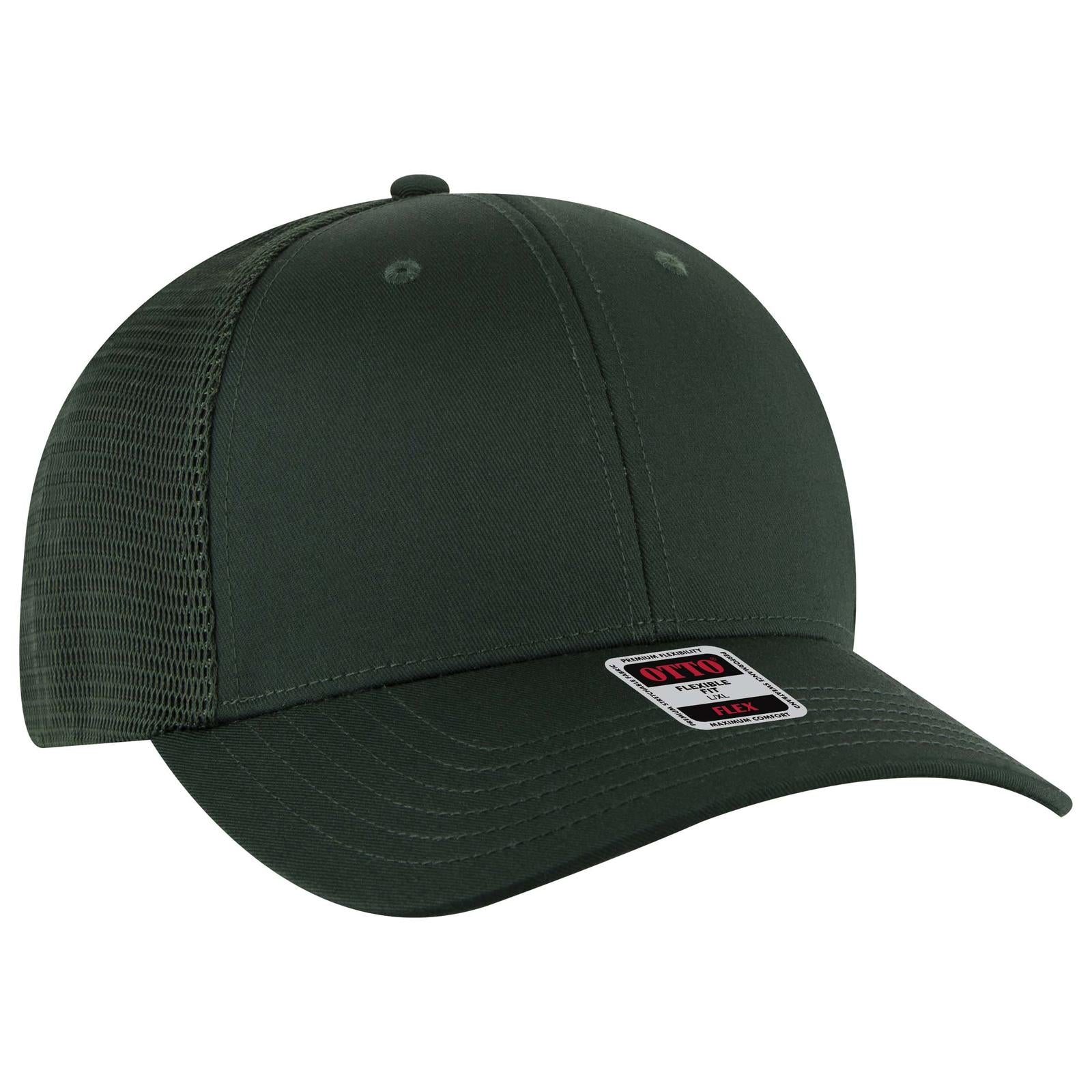 Custom Embroidered or DTF Printed - OTTO CAP® OTTO FLEX® Fitted 6 Panel Low Profile Mesh Back Trucker Hat