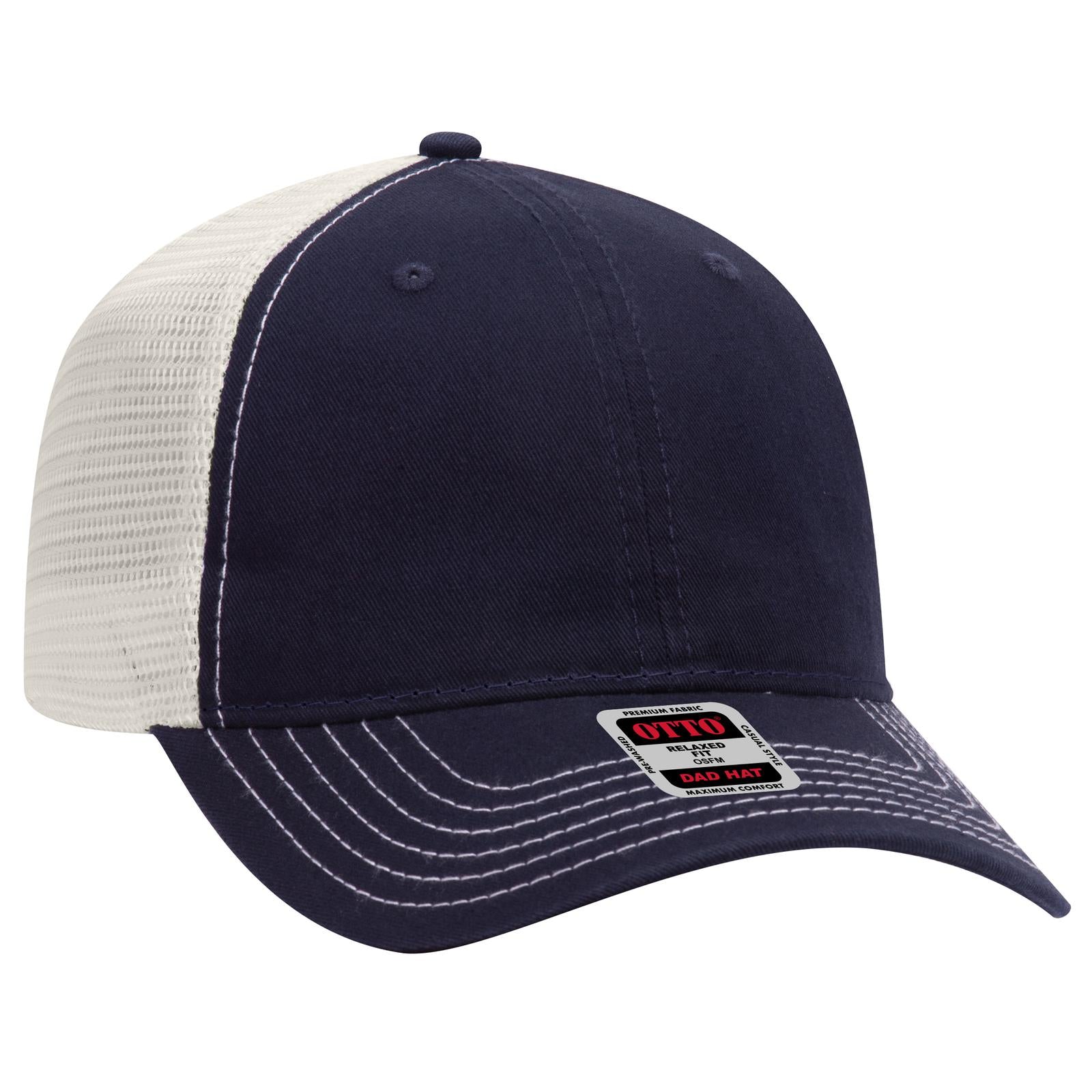 Custom Embroidered or DTF Printed - OTTO CAP® 6 Panel Low Profile Mesh Back Trucker Dad Hat
