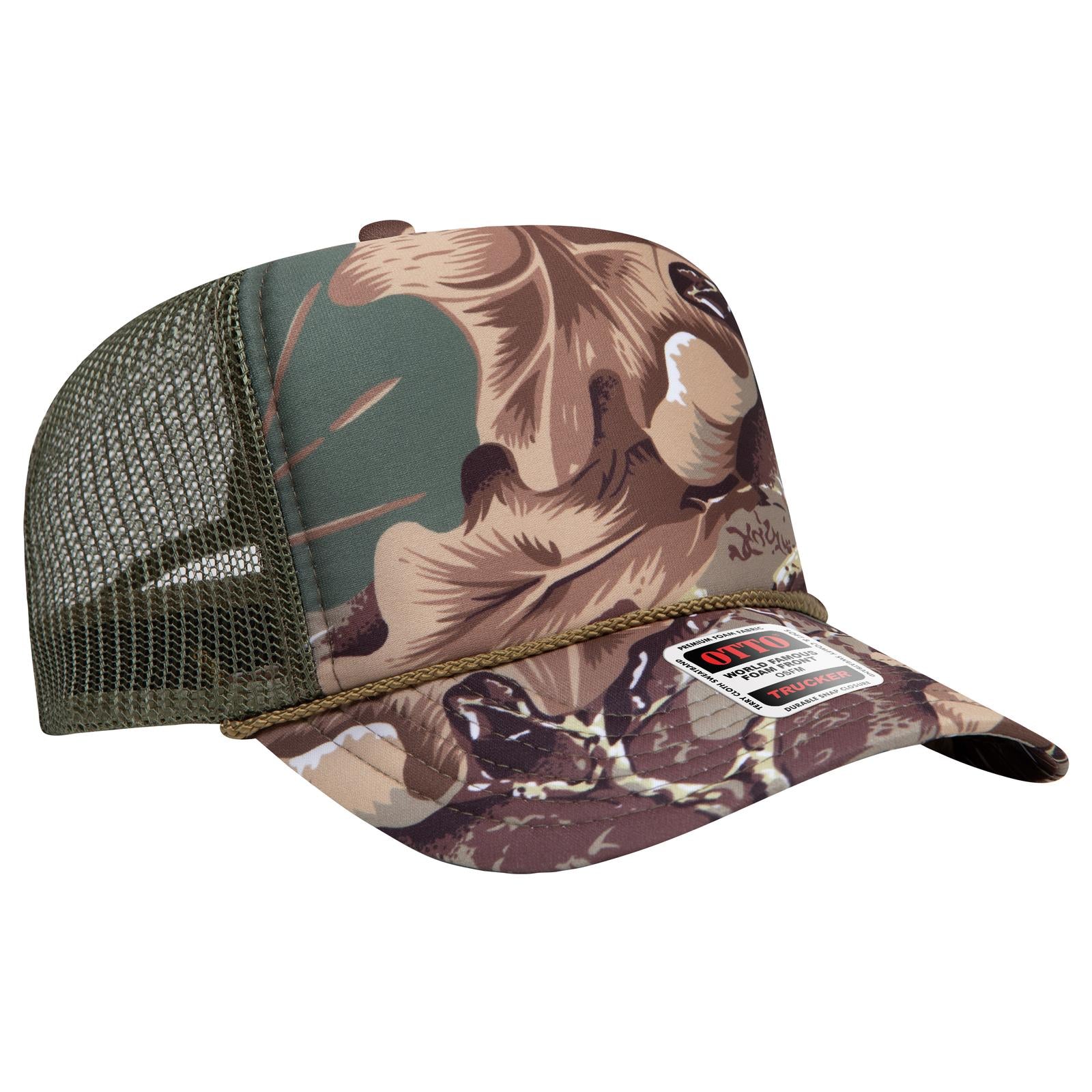 Custom Embroidered or DTF Printed - OTTO CAP® 5 Panel High Crown Mesh Back Trucker Hat