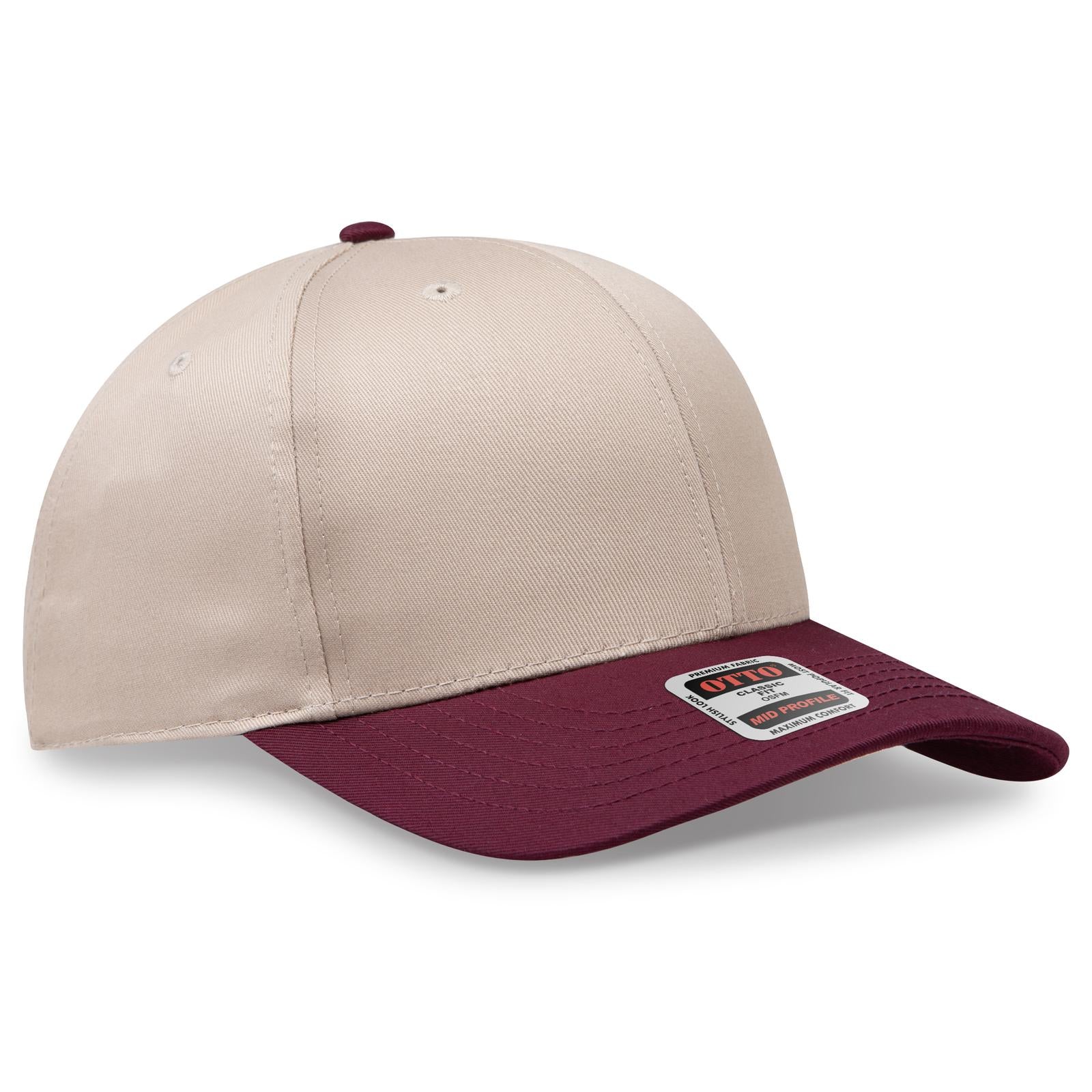 Custom Embroidered or DTF Printed - OTTO CAP® 6 Panel Mid Profile Baseball Cap