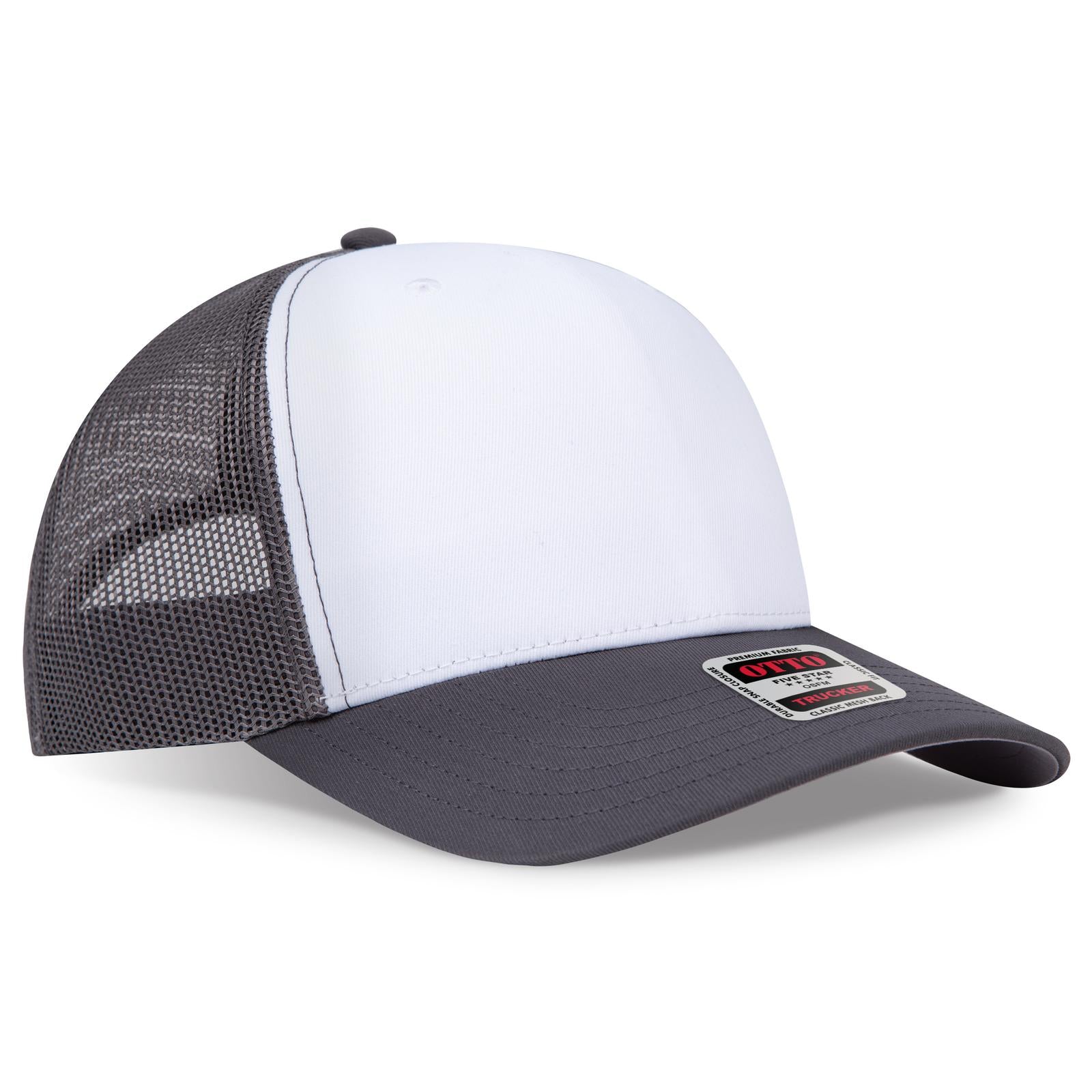 Custom Embroidered or DTF Printed - OTTO CAP® Seamless 6 Panel Mid Profile Mesh Back Trucker Hat