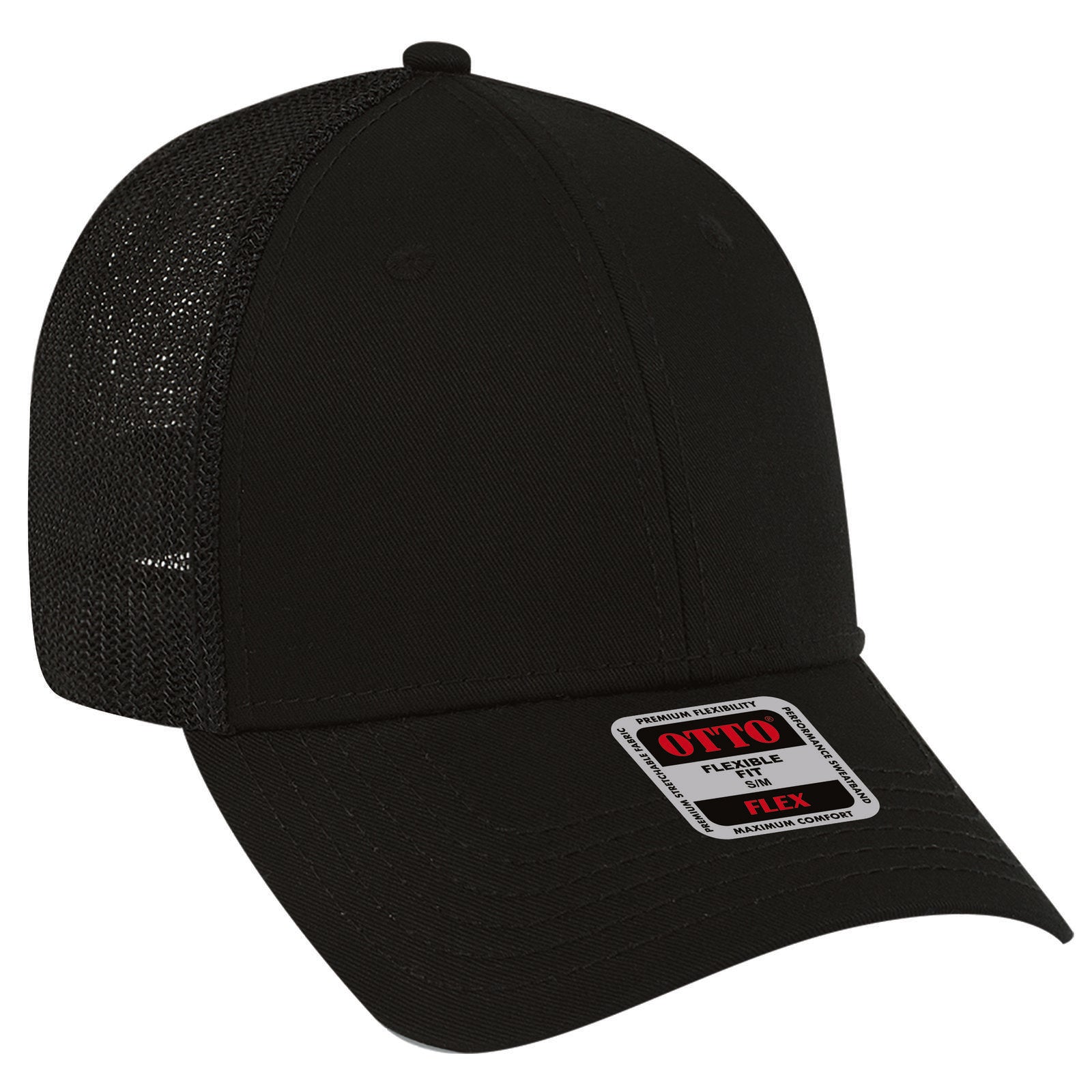 Custom Embroidered or DTF Printed - OTTO CAP® OTTO FLEX® Fitted 6 Panel Low Profile Mesh Back Trucker Hat