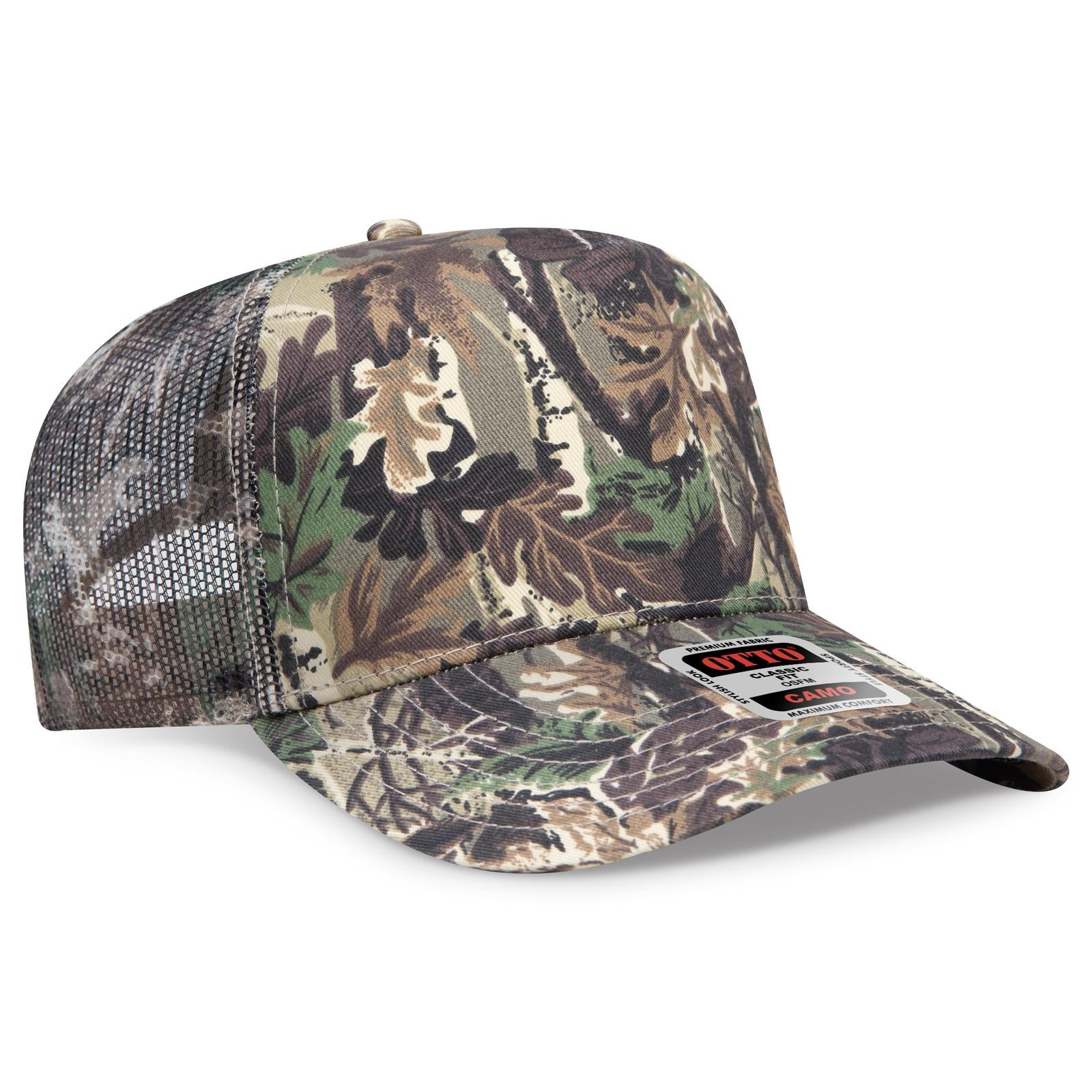 Custom Embroidered or DTF Printed - OTTO CAP® Camouflage 5 Panel Mid Profile Mesh Back Trucker Hat