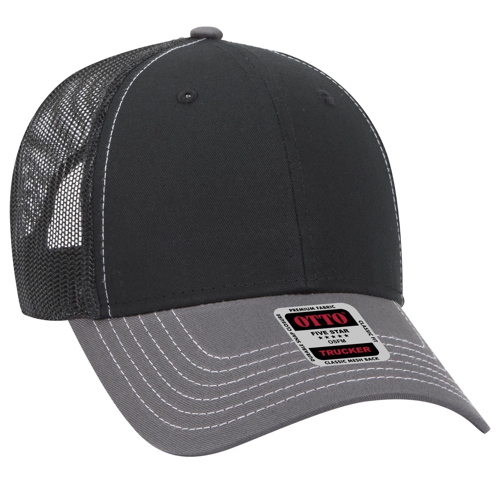 Custom Embroidered - OTTO CAP 6 Panel Low Profile Mesh Back Trucker Hat