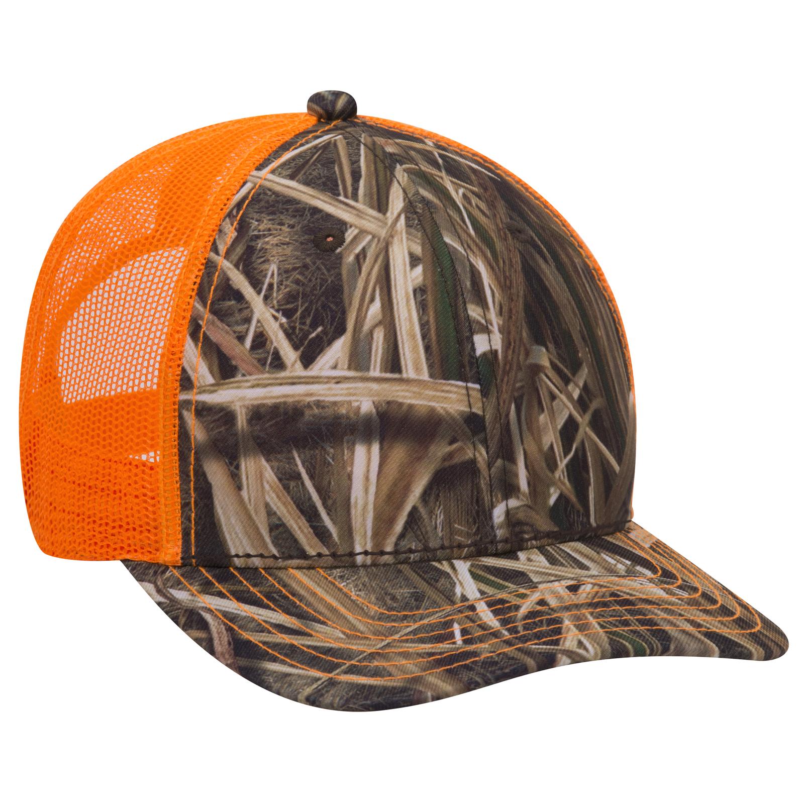 Custom Embroidered or DTF Printed - OTTO CAP® Mossy Oak Camouflage 6 Panel Low Profile Mesh Back Trucker Hat