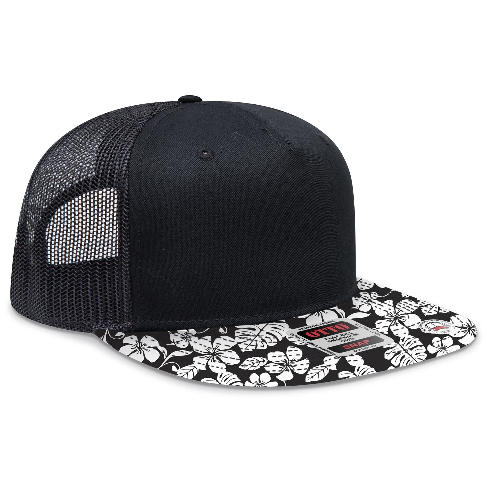 Custom Embroidered or DTF Printed - OTTO CAP® OTTO SNAP 5 Panel Pro Style Mesh Back Trucker Snapback Hat
