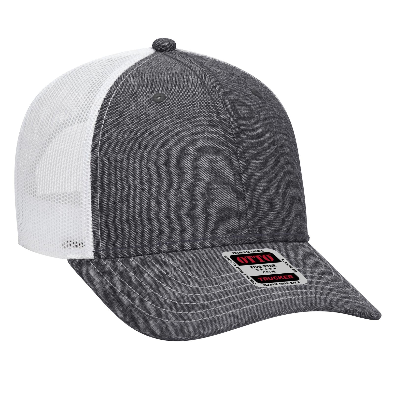 Custom Embroidered - OTTO CAP 6 Panel Low Profile Mesh Back Trucker Hat