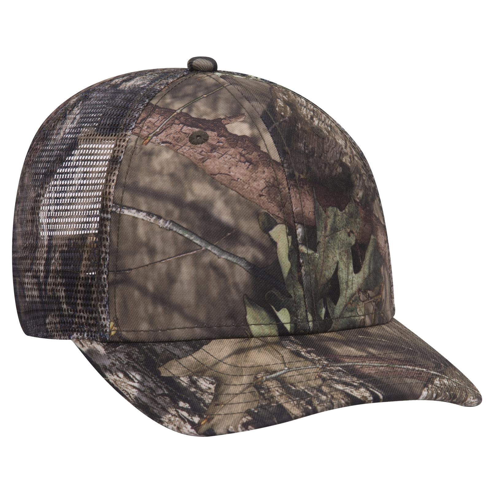 Custom Embroidered or DTF Printed - OTTO CAP® Mossy Oak Camouflage Superior Polyester Twill 6 Panel Low Profile Mesh Back Trucker Hat