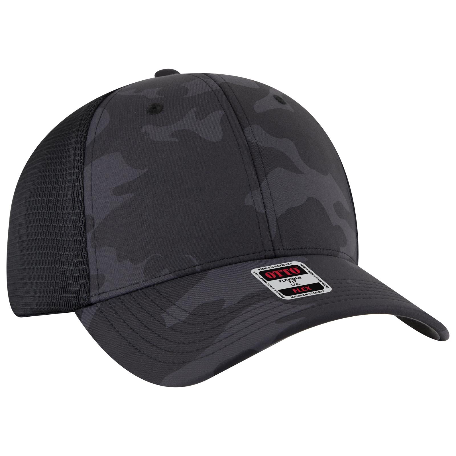 Custom Embroidered or DTF Printed - OTTO CAP® OTTO FLEX® Fitted 6 Panel Low Profile Mesh Back Trucker Hat