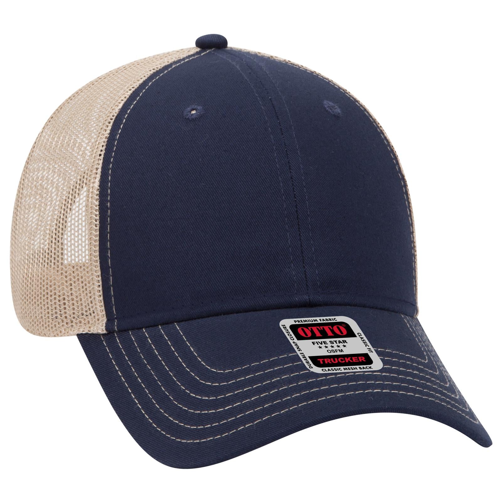 Custom Embroidered - OTTO CAP 6 Panel Low Profile Mesh Back Trucker Hat