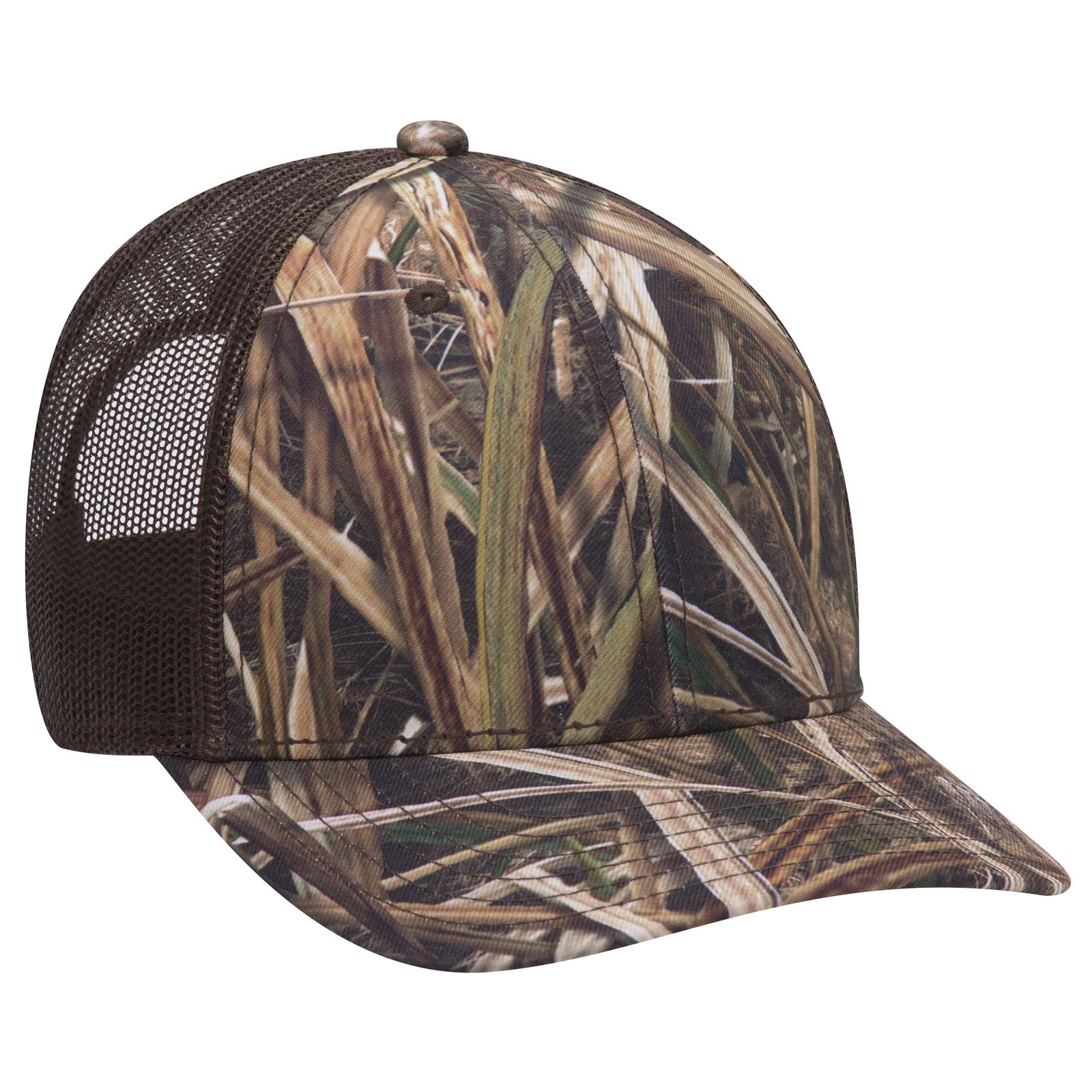 Custom Embroidered or DTF Printed - OTTO CAP® Mossy Oak Camouflage 6 Panel Low Profile Mesh Back Trucker Hat