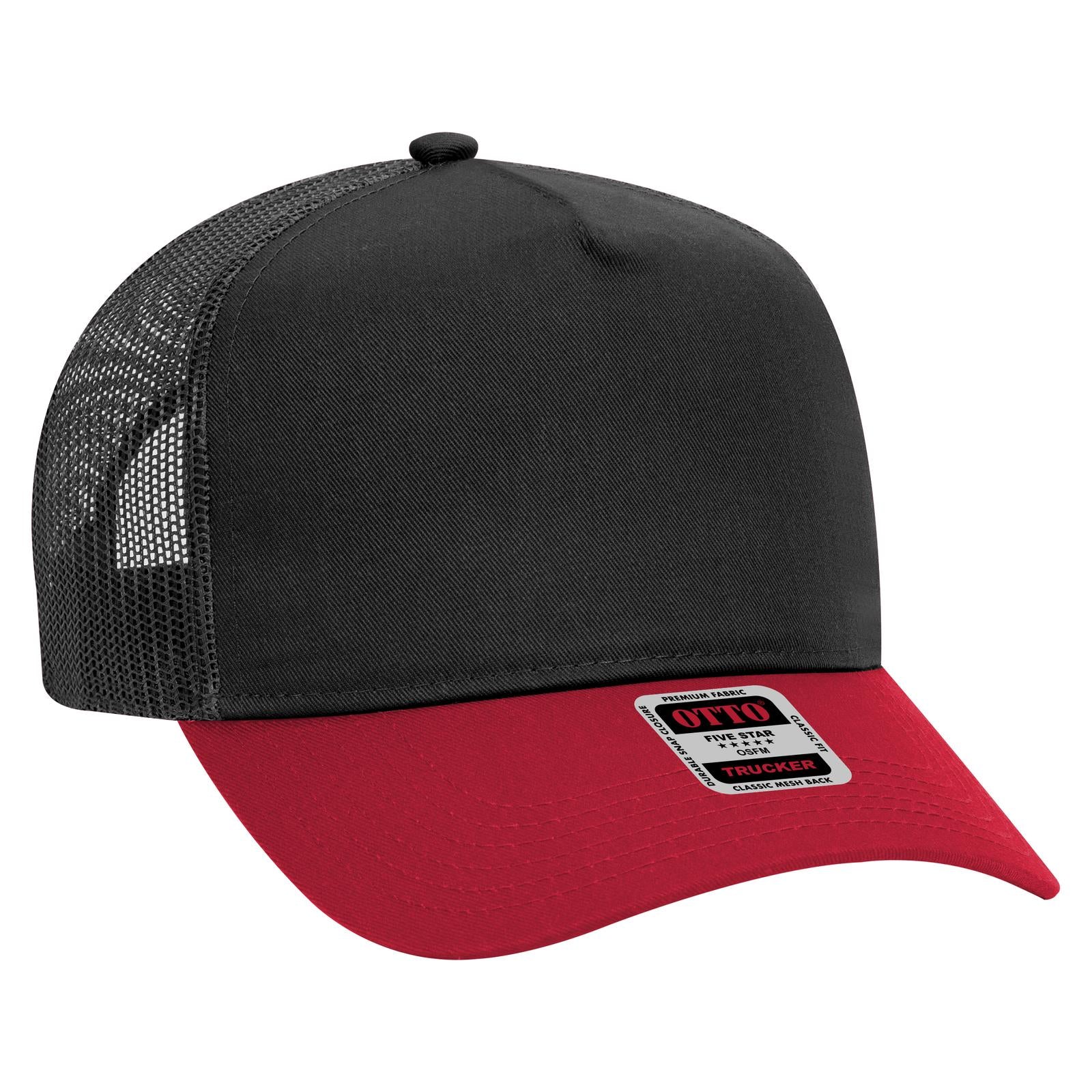 Custom Embroidered - OTTO CAP 5 Panel Mid Profile Mesh Back Trucker Hat